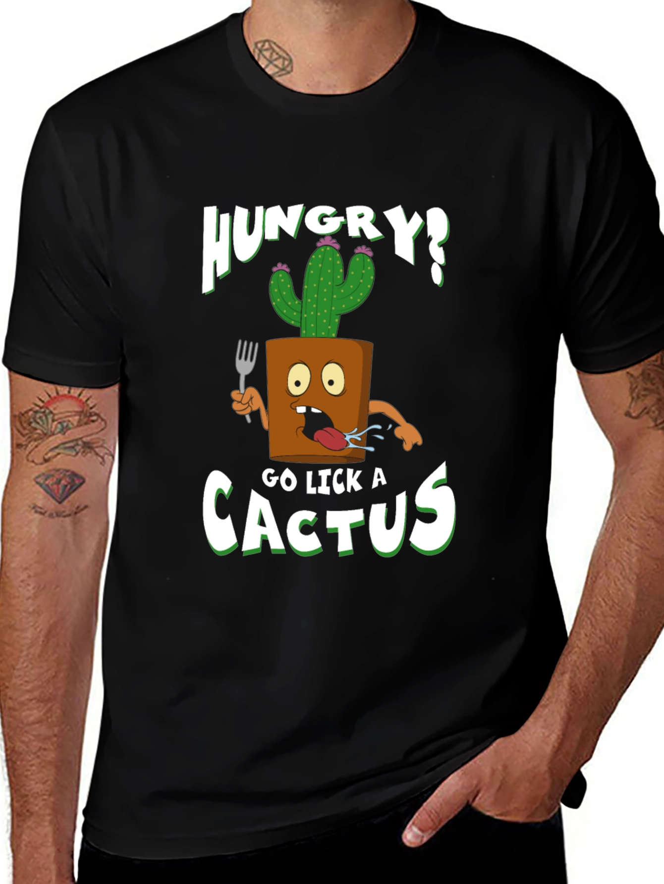 Variant 11 of Funny Hungry Cactus Graphic T-Shirt
