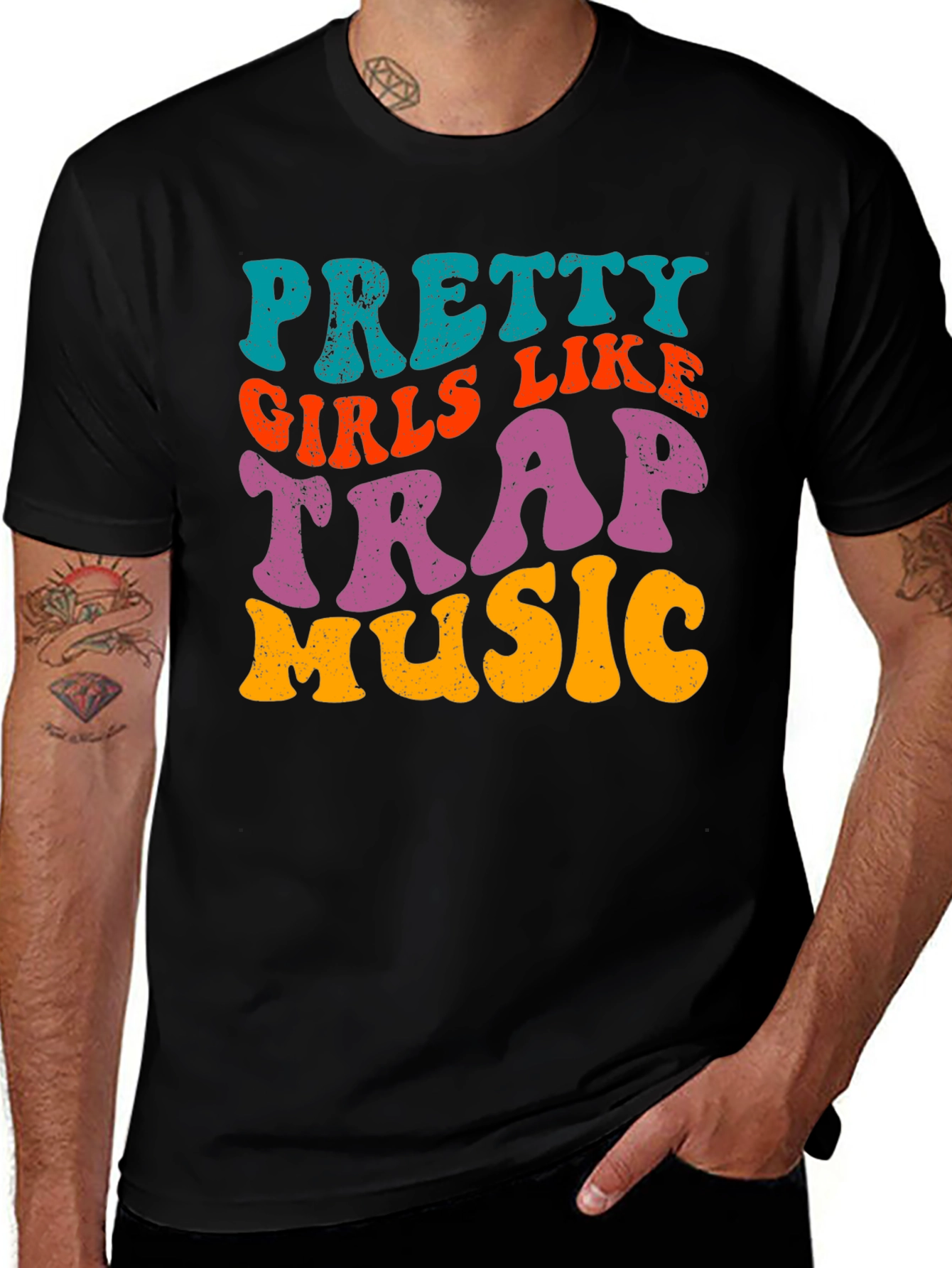 Variant 17 of Pretty Girls Like Trap Music Black Graphic Tee