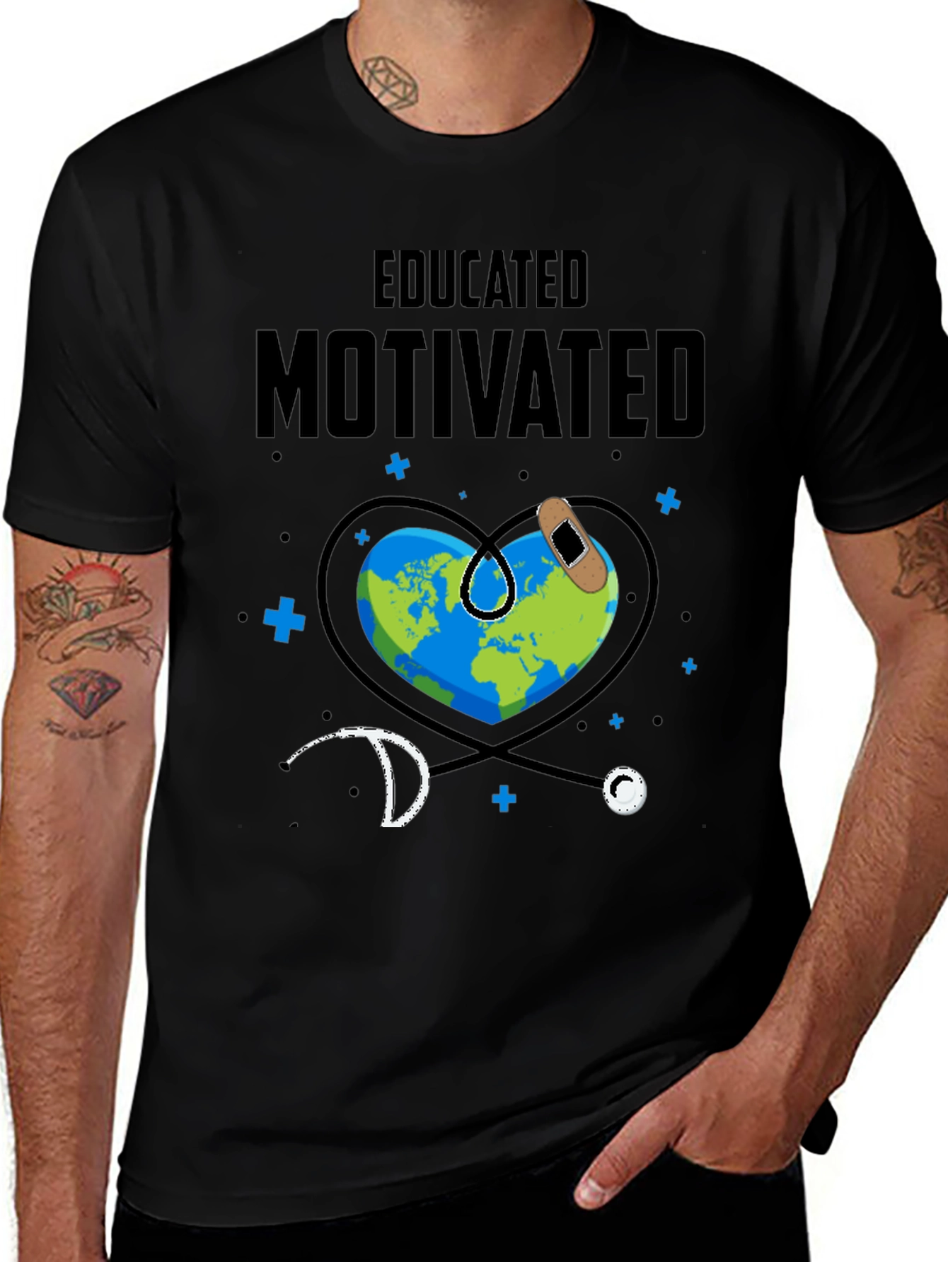 Variant 25 of Educated Motivated World Health T-Shirt