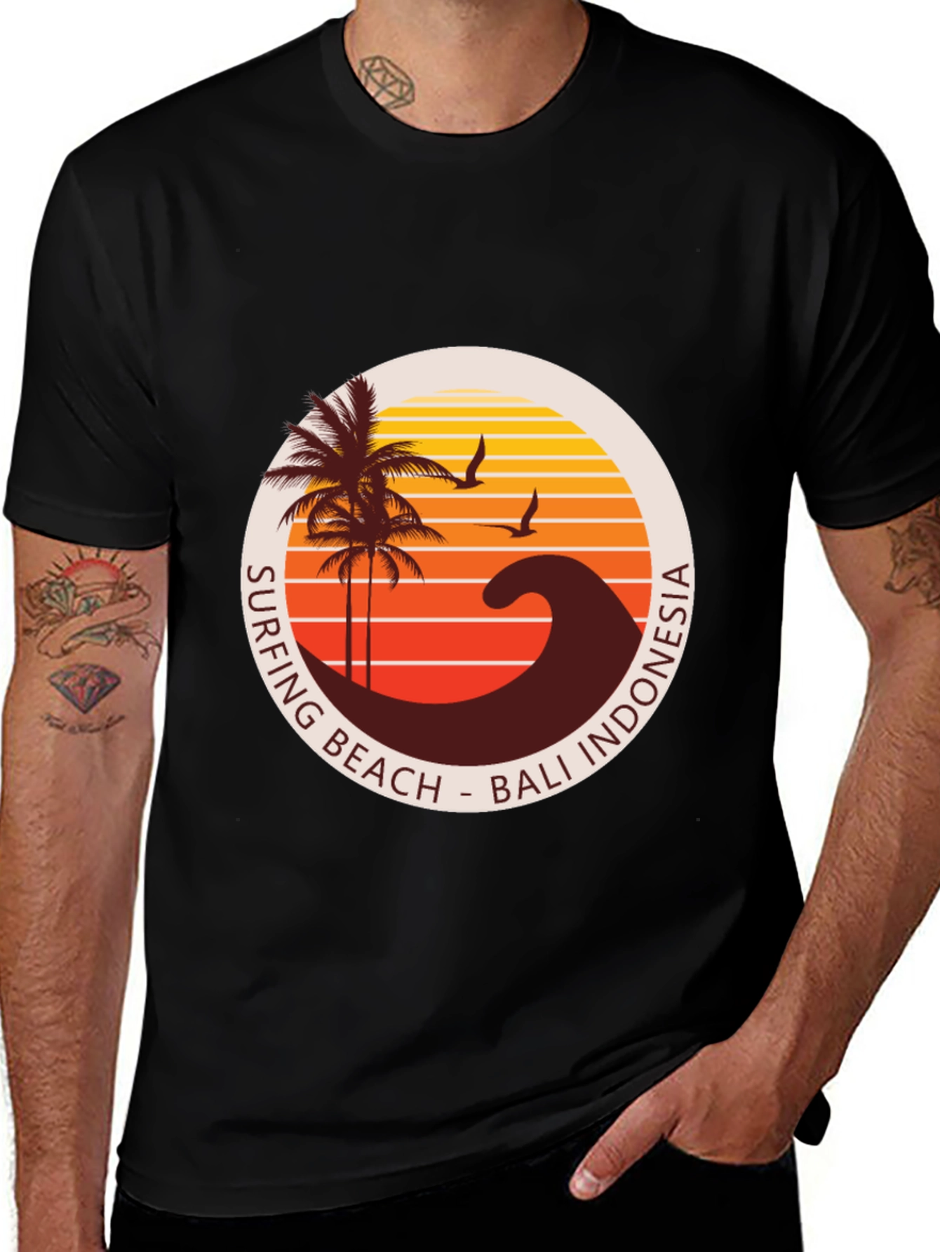Variant 7 of Bali Indonesia Surfing Beach Graphic Tee