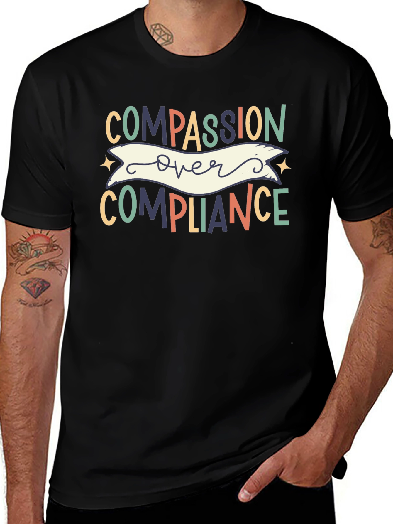 Black Compassion Over Compliance Graphic Tee main image