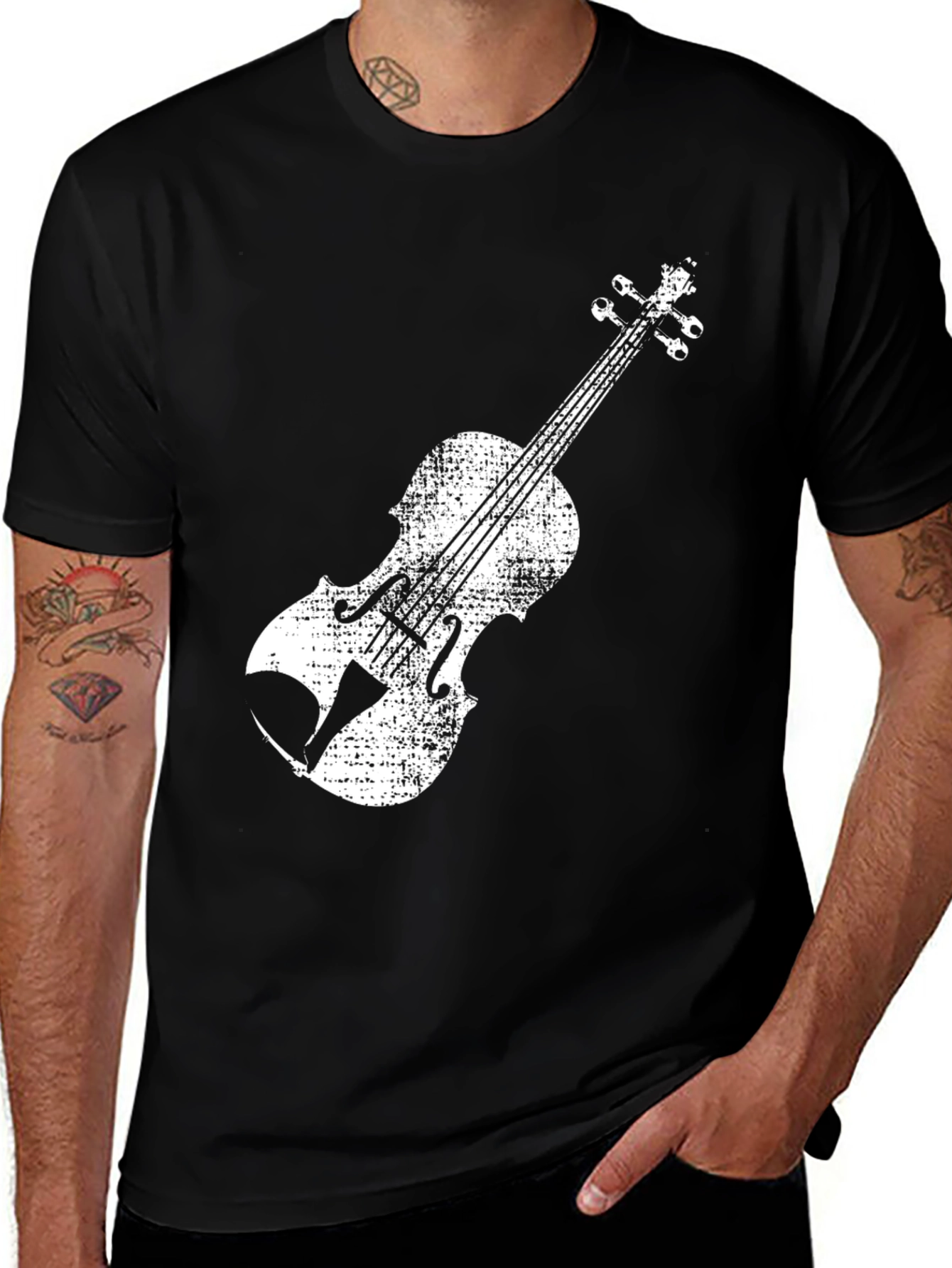 Variant 4 of Violin Graphic Black T-Shirt - Music Lover Tee
