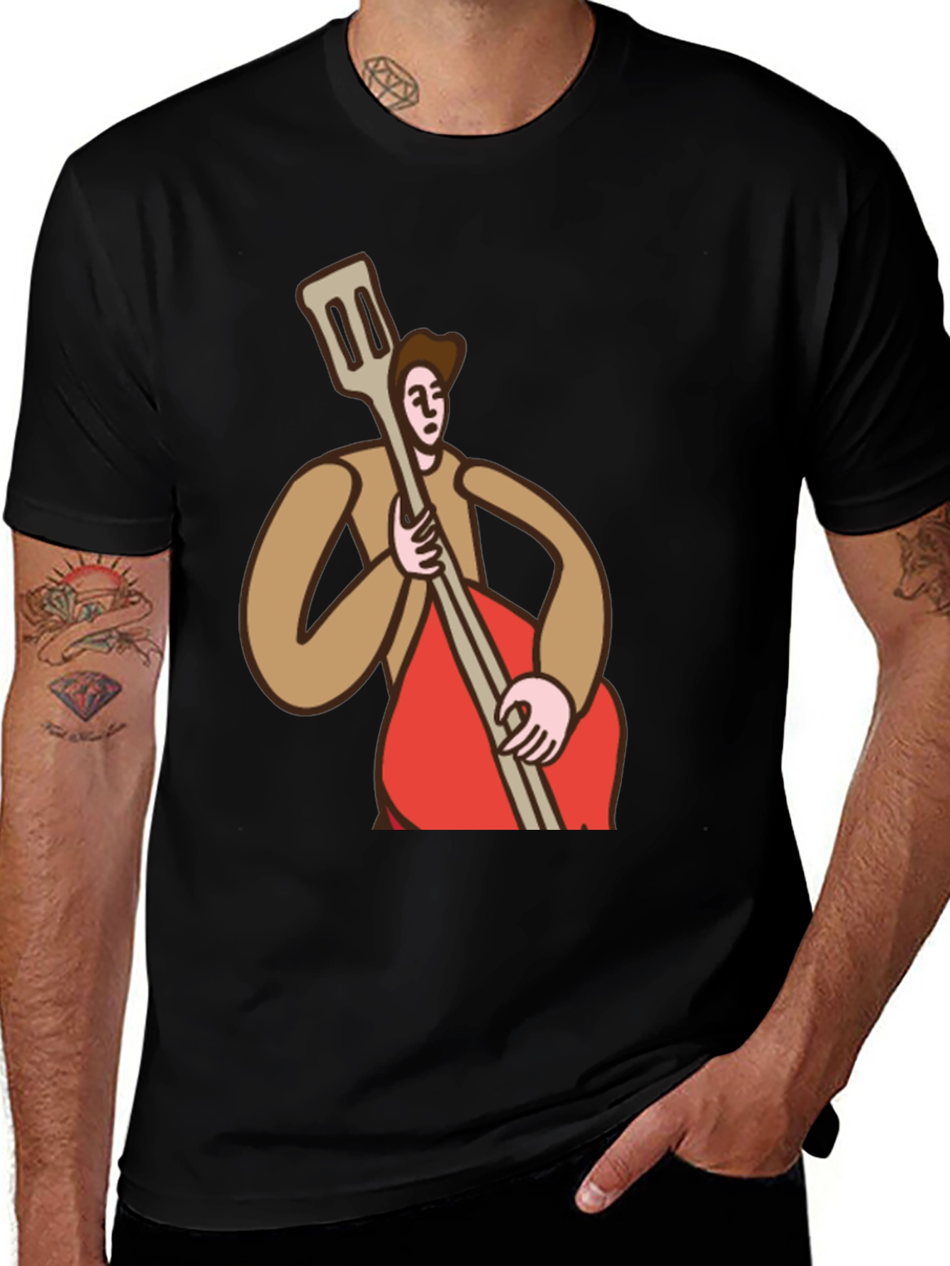 Bass Player Graphic Tee - Black Cotton T-Shirt