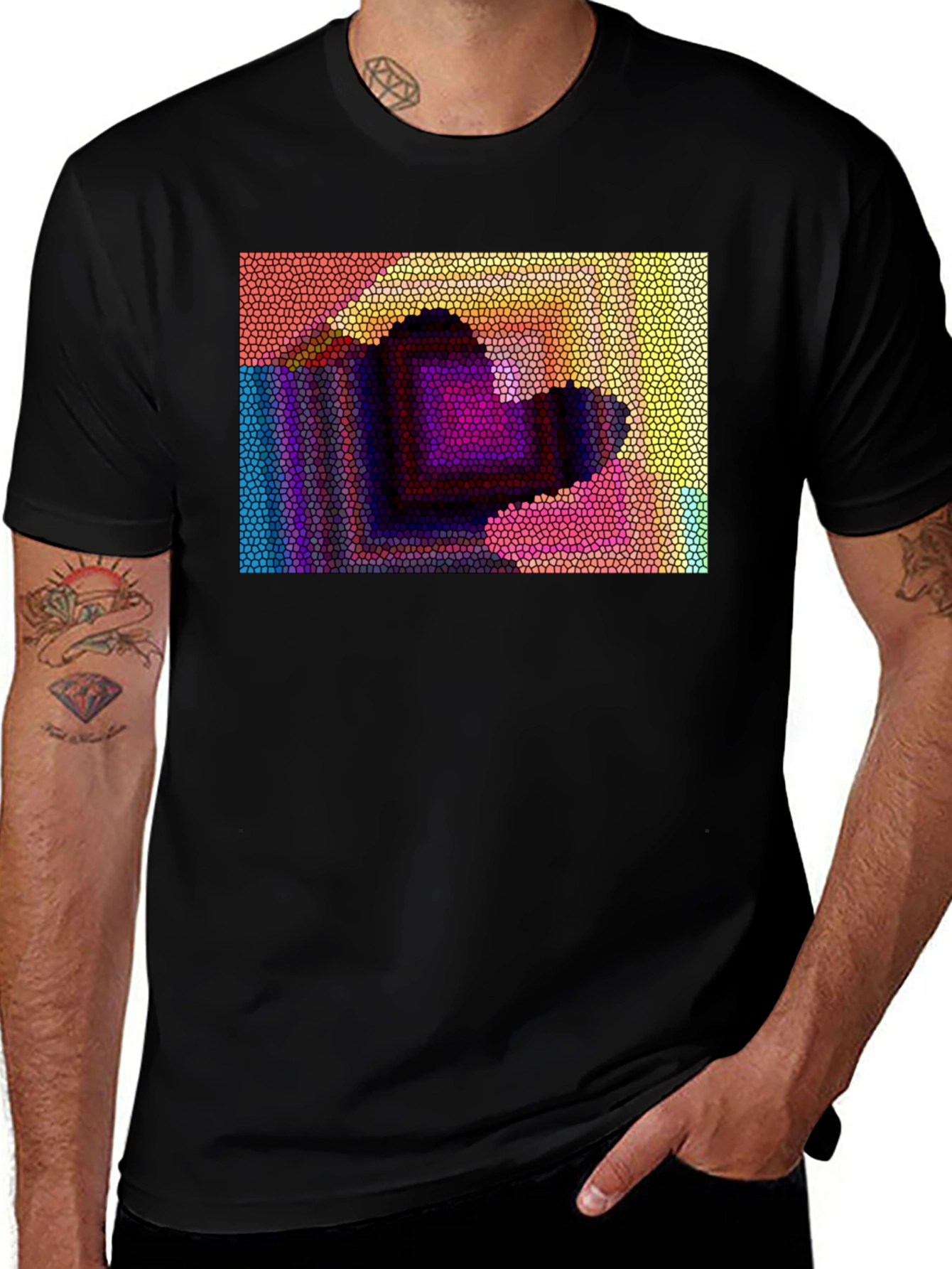 Abstract Mosaic Graphic Tee - Black