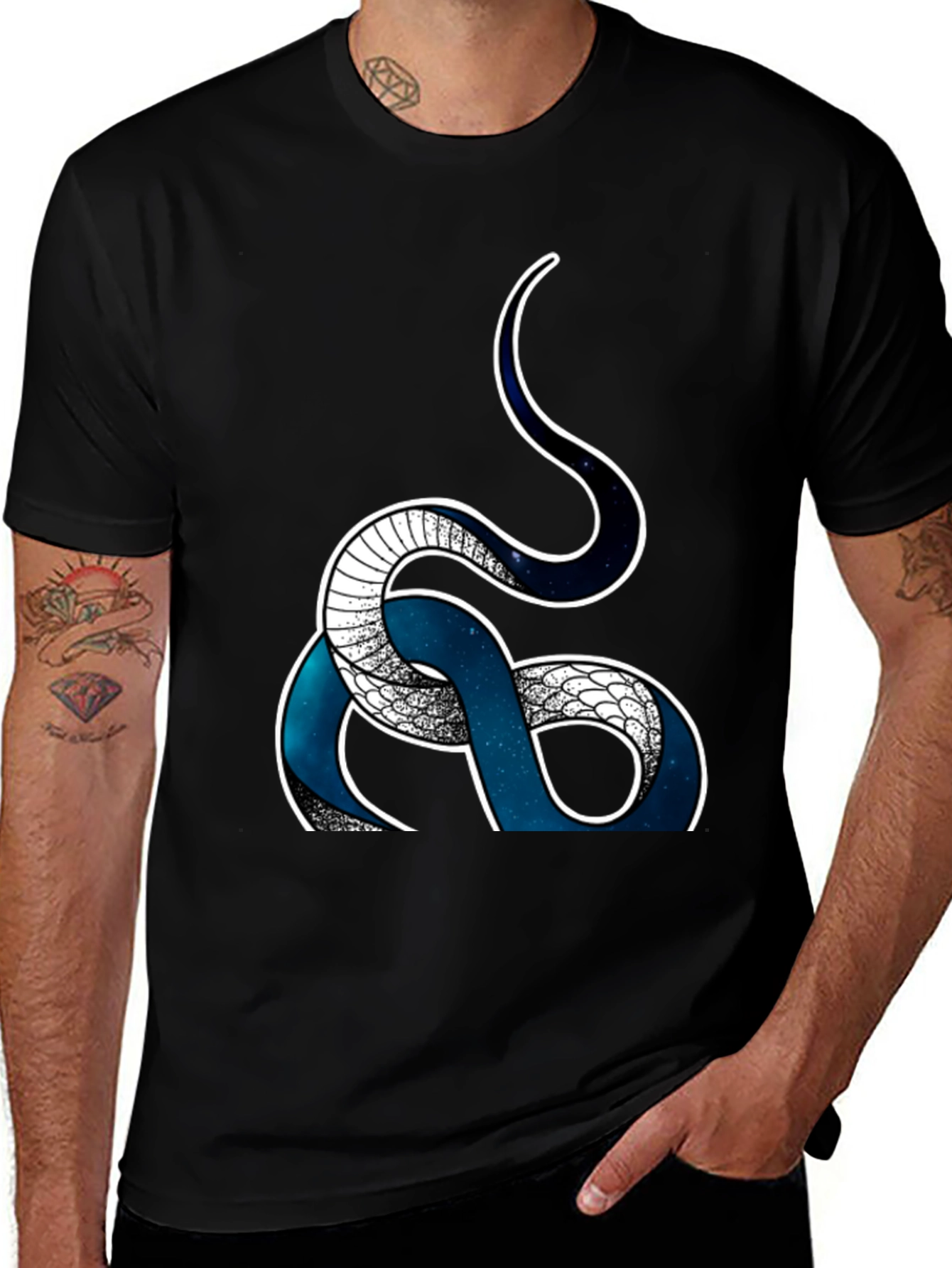 Variant 4 of Snake Galaxy Print T-Shirt - Black
