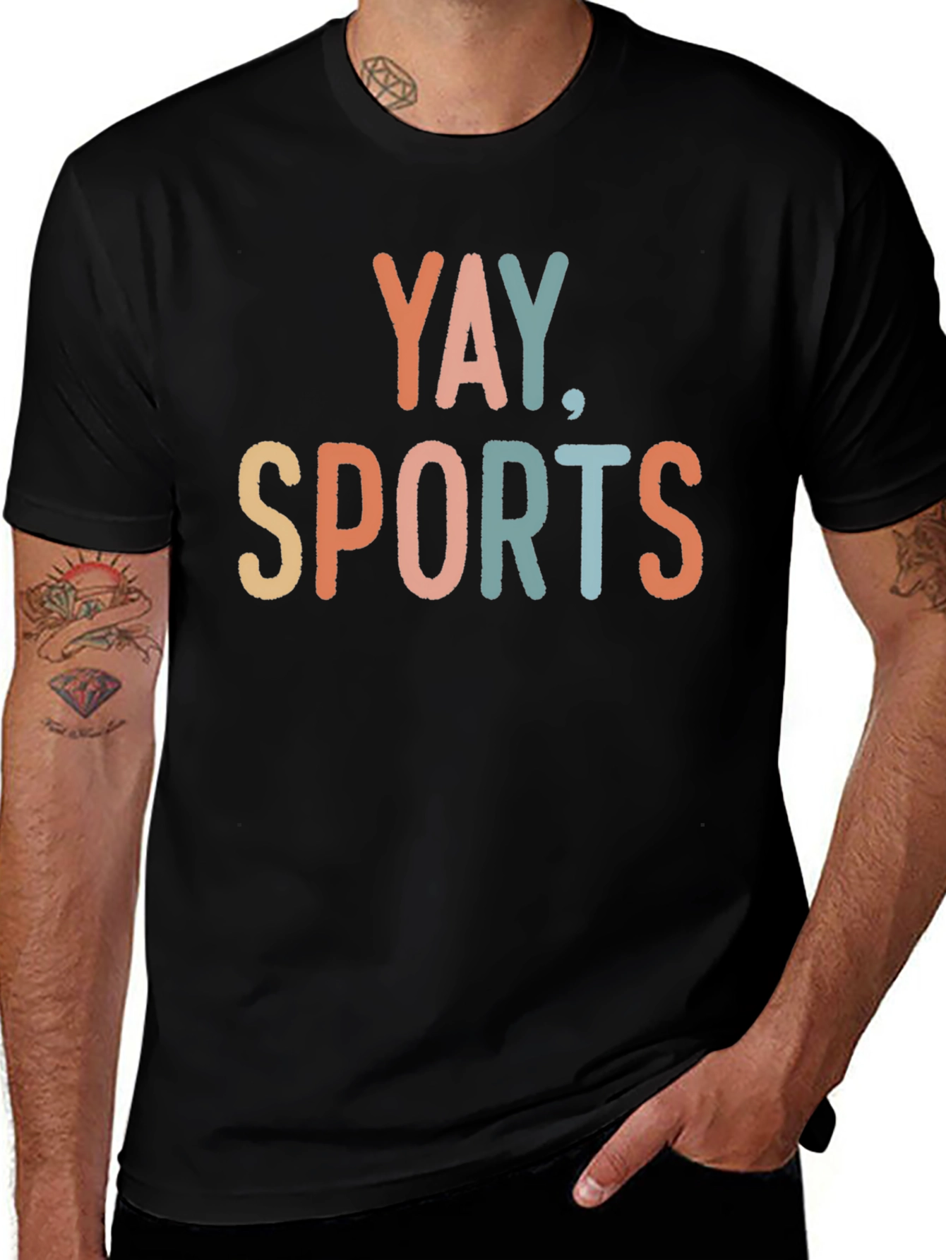 Variant 20 of Yay, Sports! Graphic T-Shirt - Black Crew Neck Tee