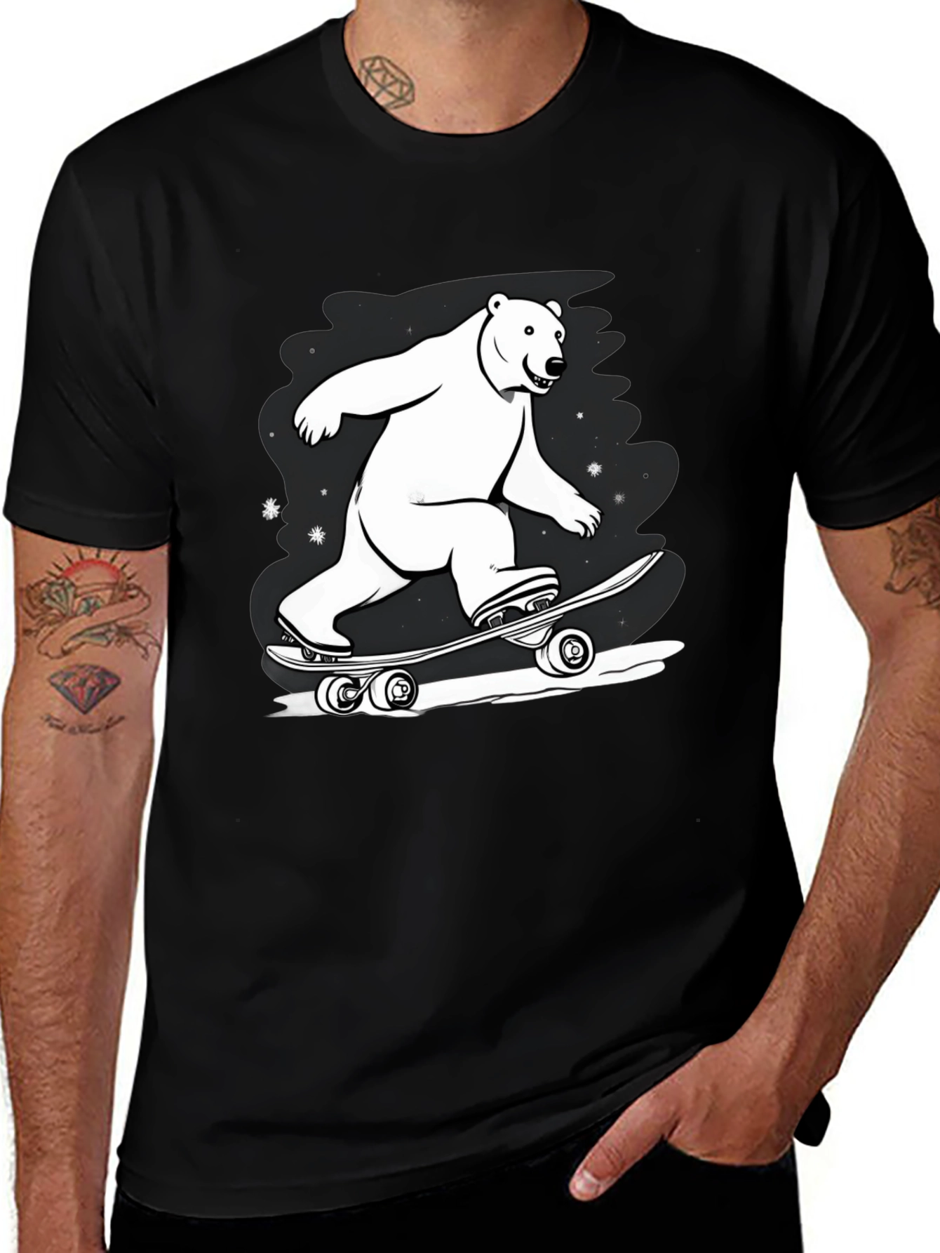 Variant 9 of Cool Polar Bear Skateboard Graphic Tee