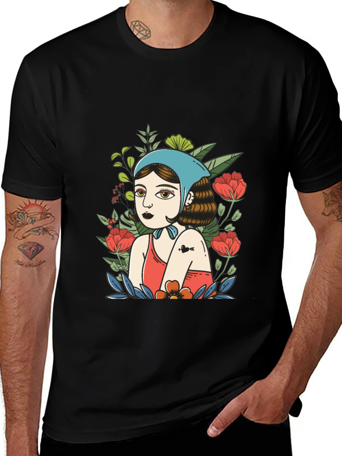 Variant 15 of Floral Woman Graphic Tee - Trendy Casual Shirt