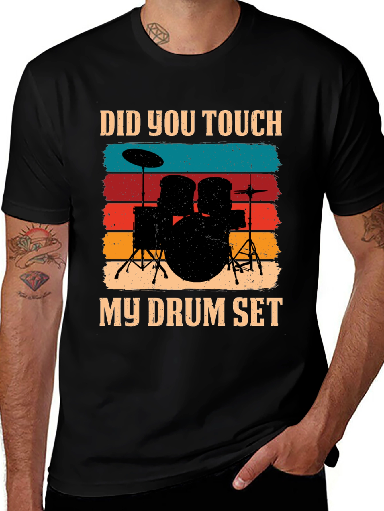 Variant 17 of Did You Touch My Drum Set T-Shirt Vintage Style