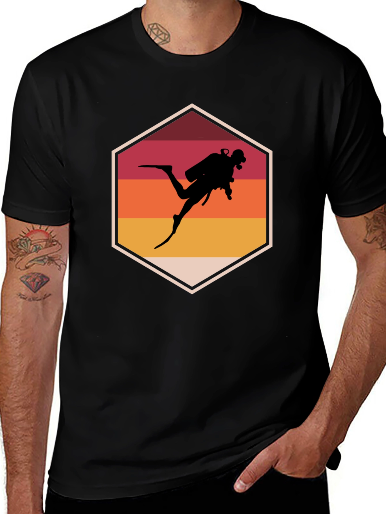 Variant 8 of Scuba Diver Retro Graphic T-Shirt