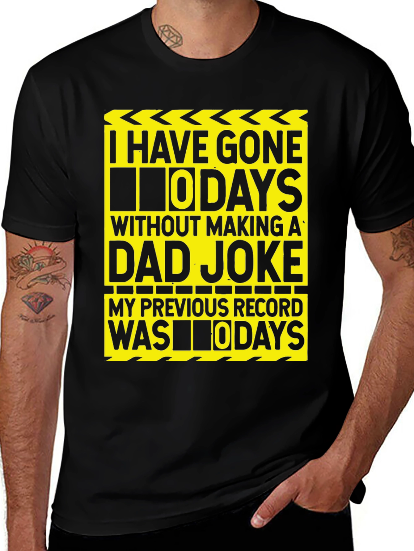 Black Funny Dad Joke T-Shirt: I Have Gone 0 Days main image