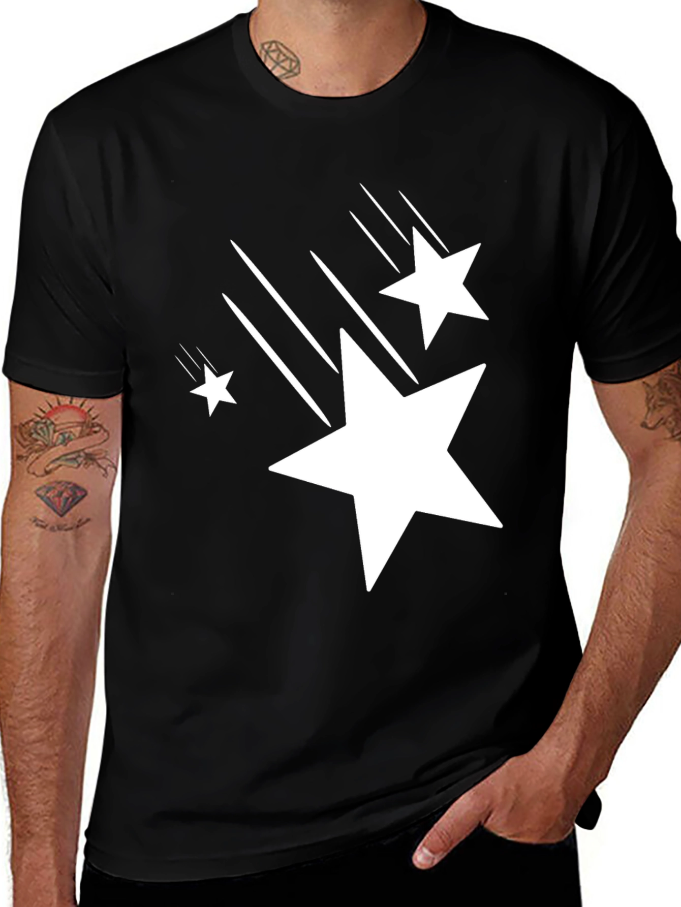Variant 27 of Shooting Star Graphic Tee - Stylish Black Cotton T-Shirt