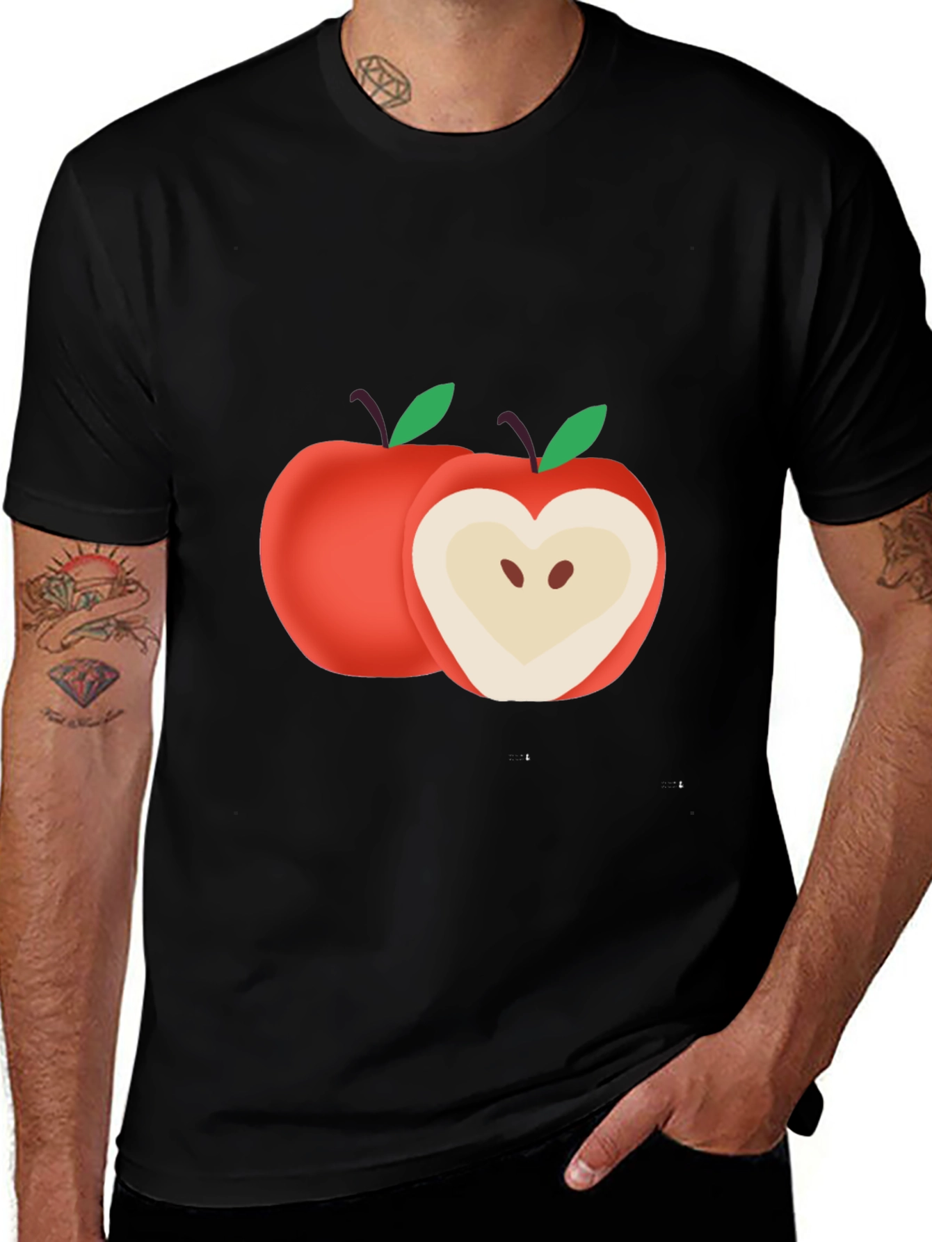 Variant 6 of Apple Heart Graphic Black T-Shirt
