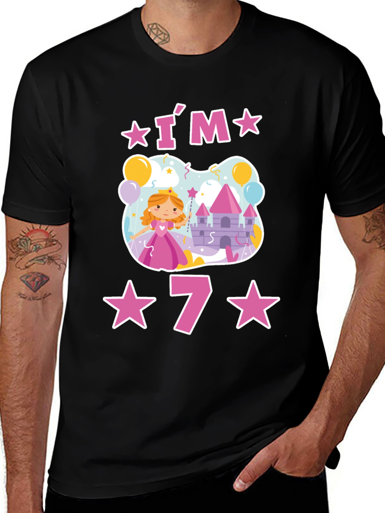 Variant 6 of Princess Birthday T-Shirt - I'm 7!