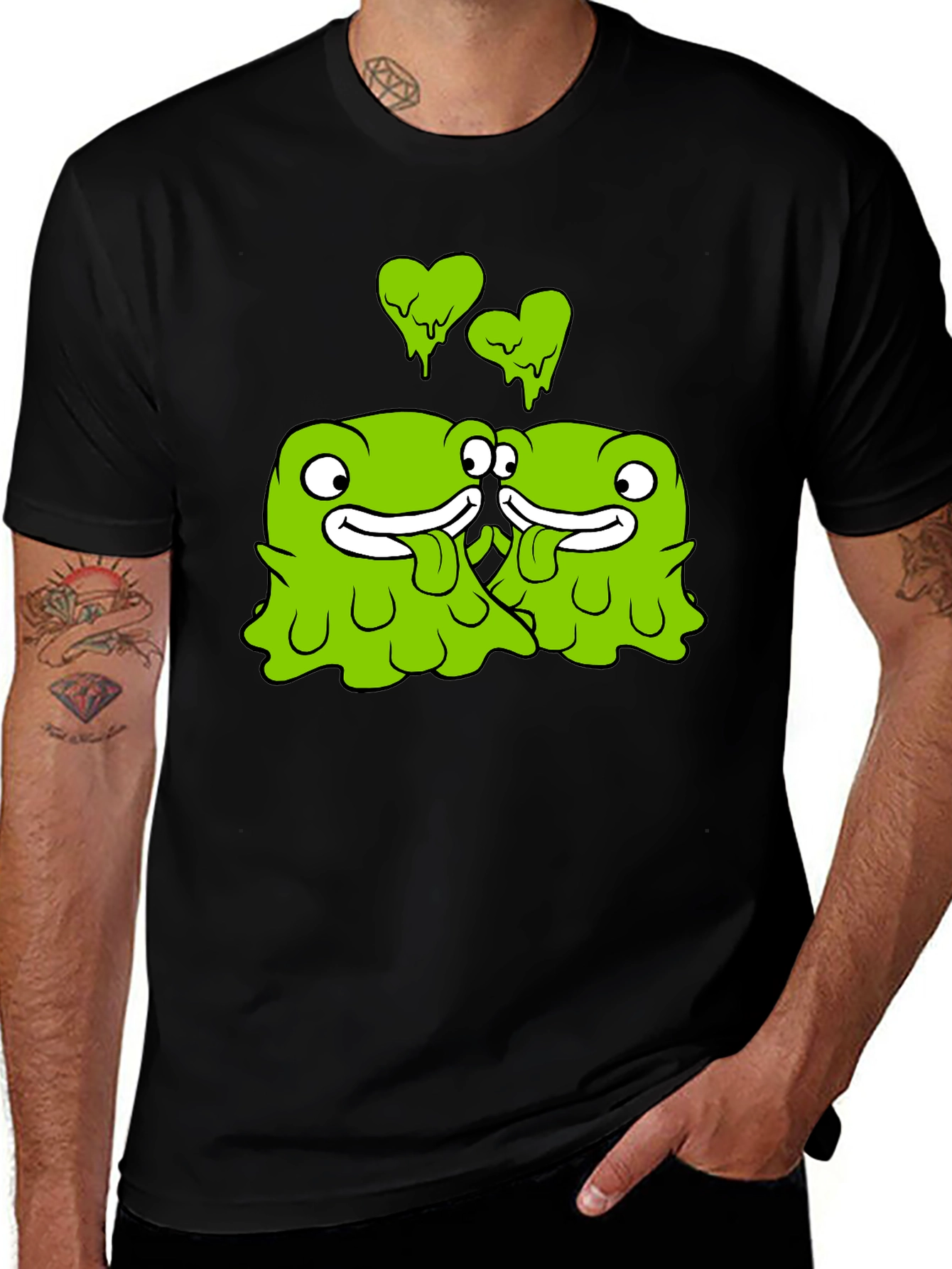 Variant 22 of Green Slime Monster Love Black T-Shirt