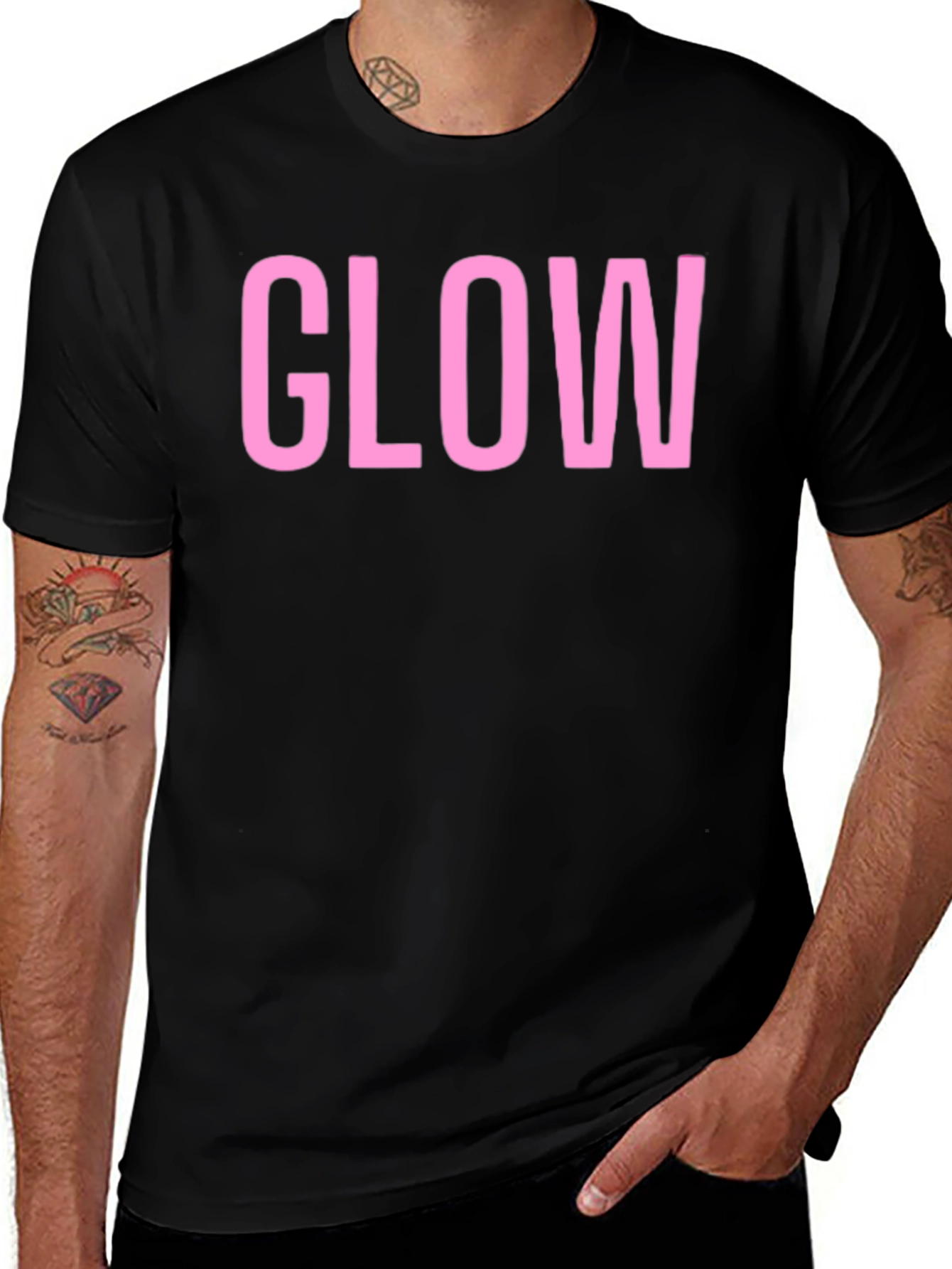 GLOW Statement Graphic Tee - Bold Pink Text on Black