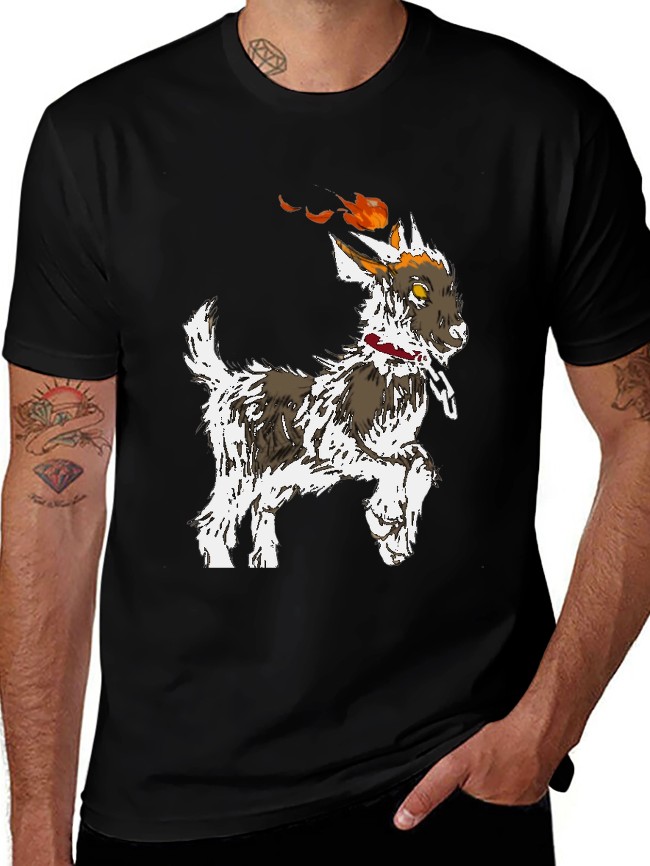 Variant 7 of Flaming Goat Graphic T-Shirt - Unique Men's Tee