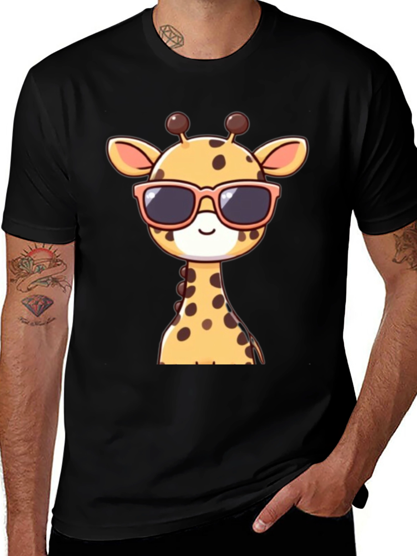 Variant 19 of Cool Giraffe Graphic Tee - Stylish Black T-Shirt