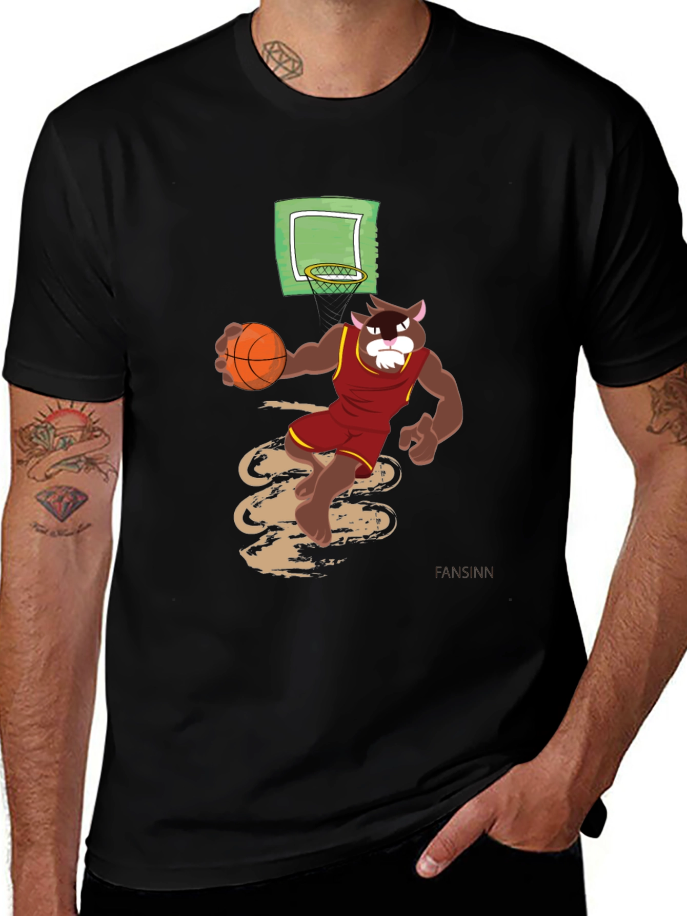 Cartoon Cat Basketball Graphic Tee