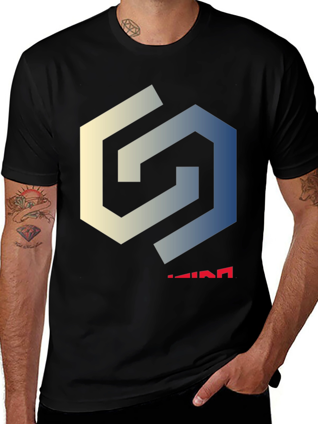 Geometric Logo Black T-Shirt - Modern Design