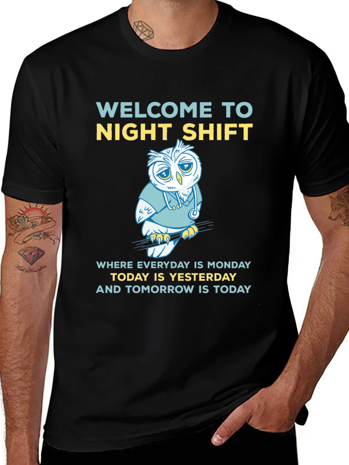 Variant 23 of Night Shift Owl T-Shirt - Medical Humor Tee