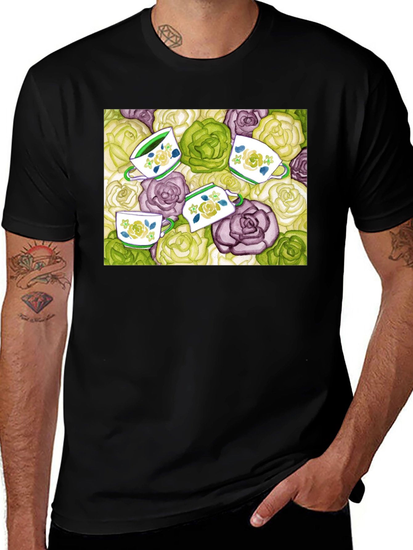 Variant 10 of Floral Tea Cup T-Shirt - Stylish Cotton Tee