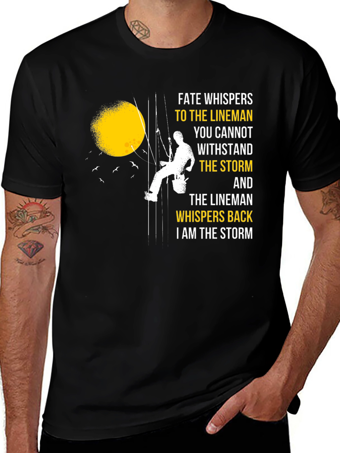 Variant 25 of Lineman Storm T-Shirt - Fate Whispers Back Tee