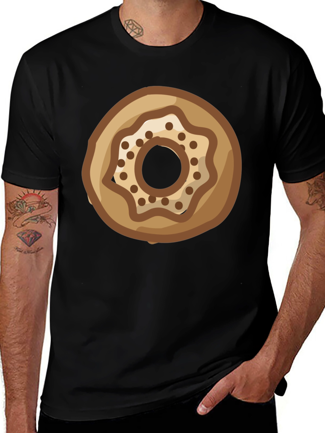 Variant 22 of Donut Graphic Print Black T-Shirt