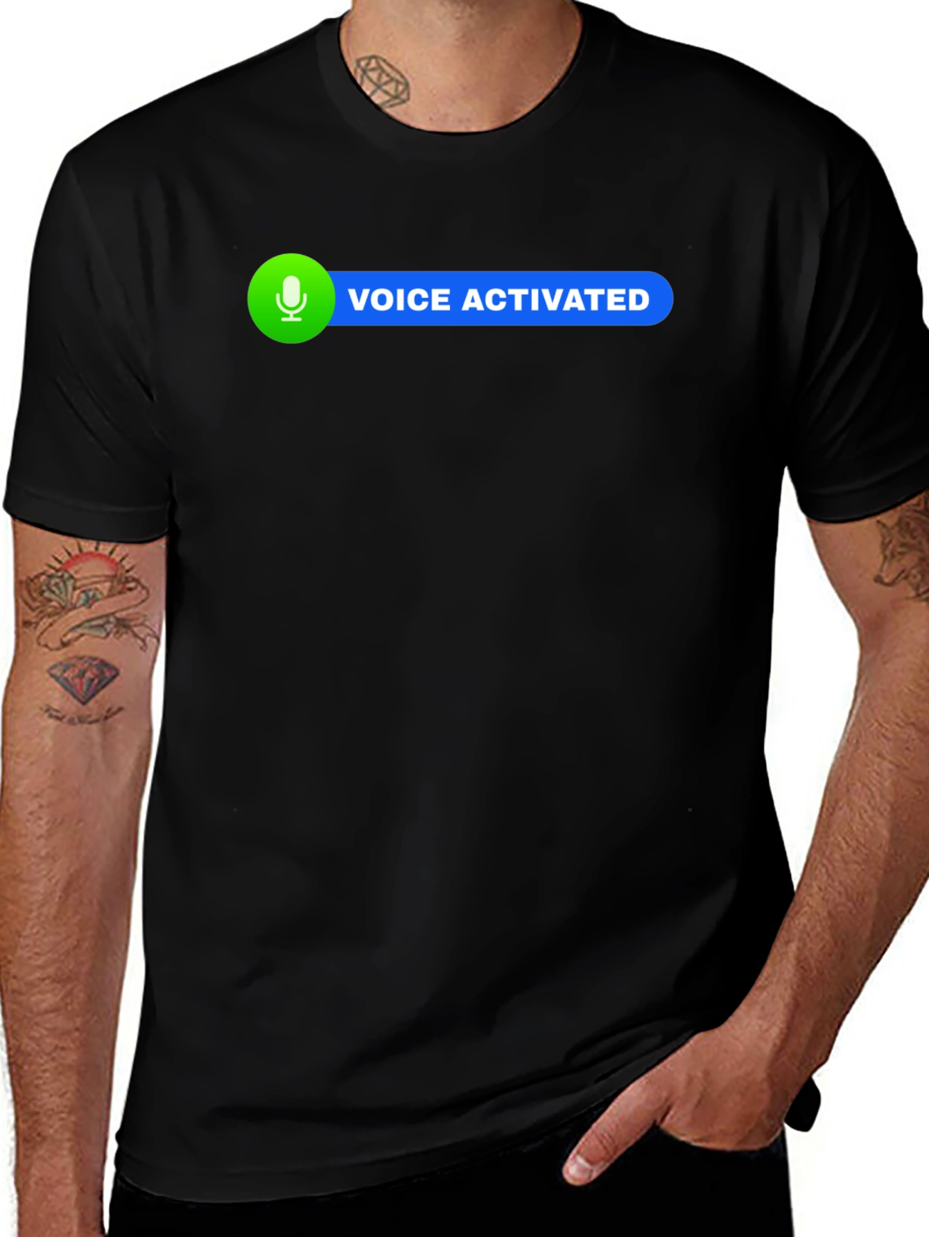 Variant 8 of Voice Activated Black Tee - Tech Humor