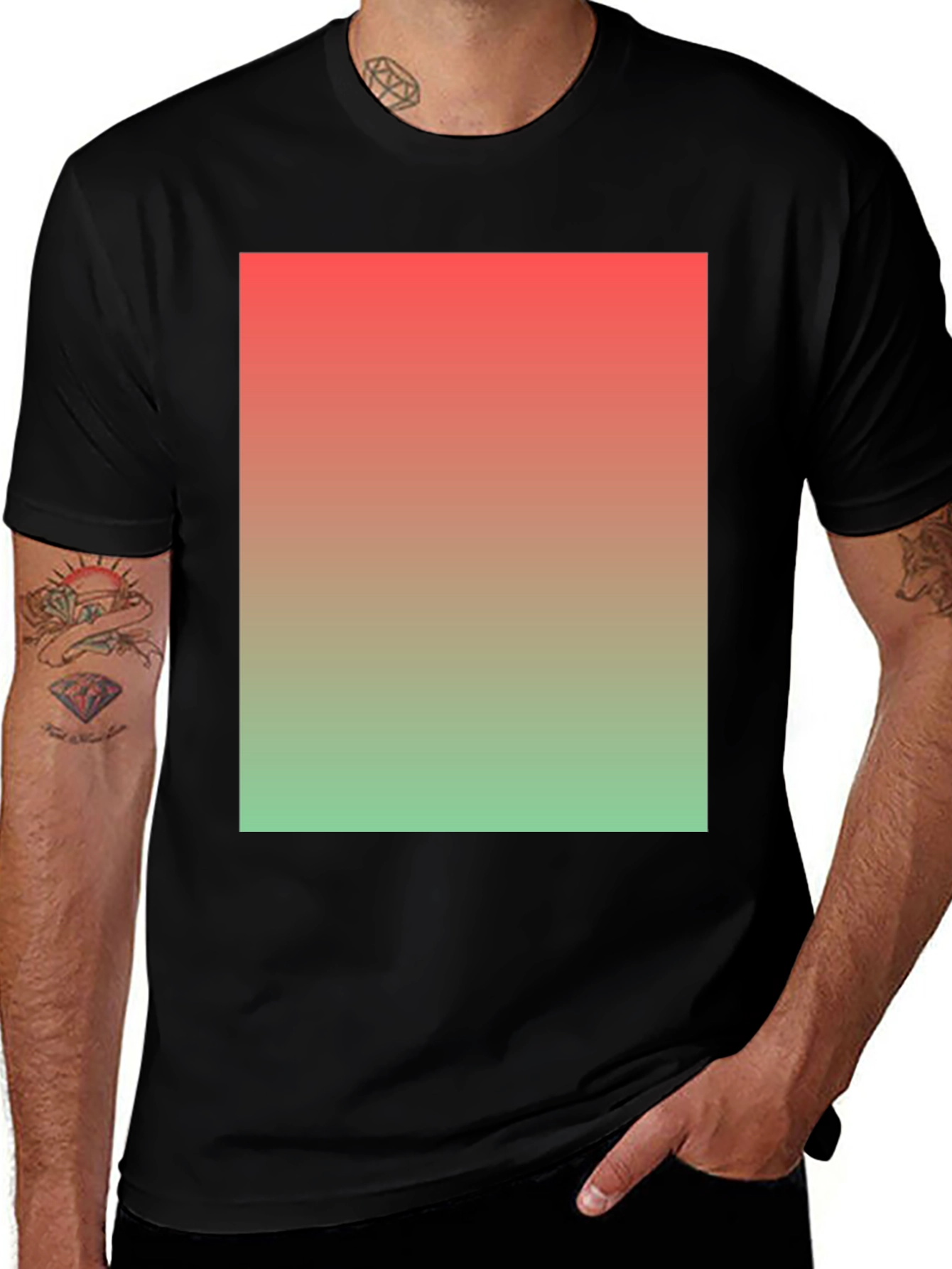 Variant 12 of Gradient Color Block Crew Neck T-Shirt