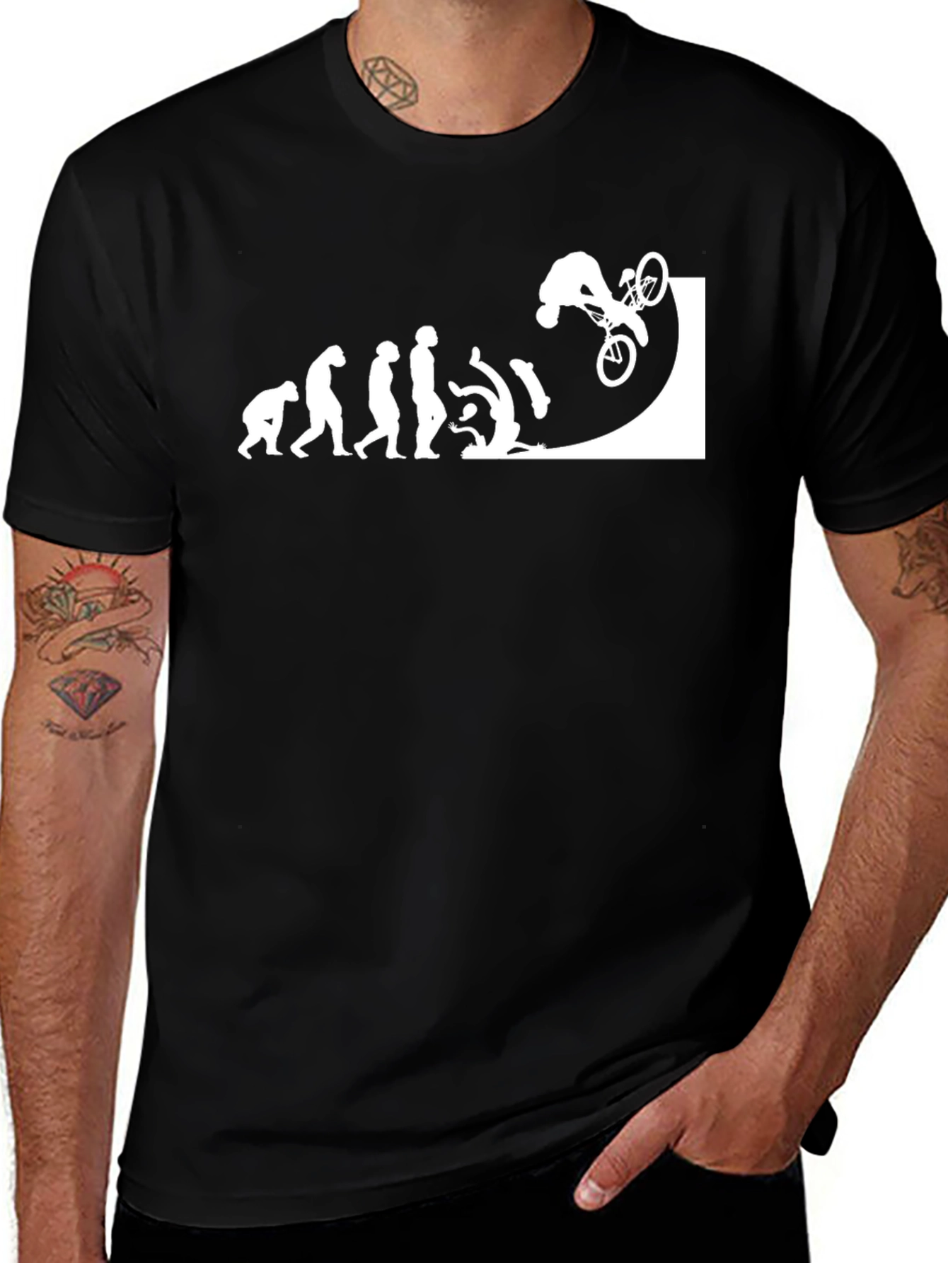 Variant 23 of Evolution of Mountain Biking Black T-Shirt