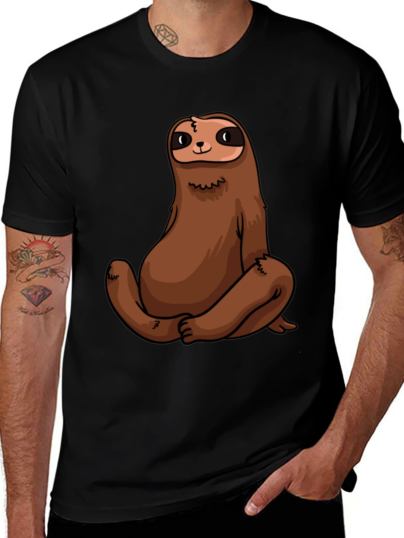 Variant 14 of Sloth Graphic Tee - Men's Black T-Shirt