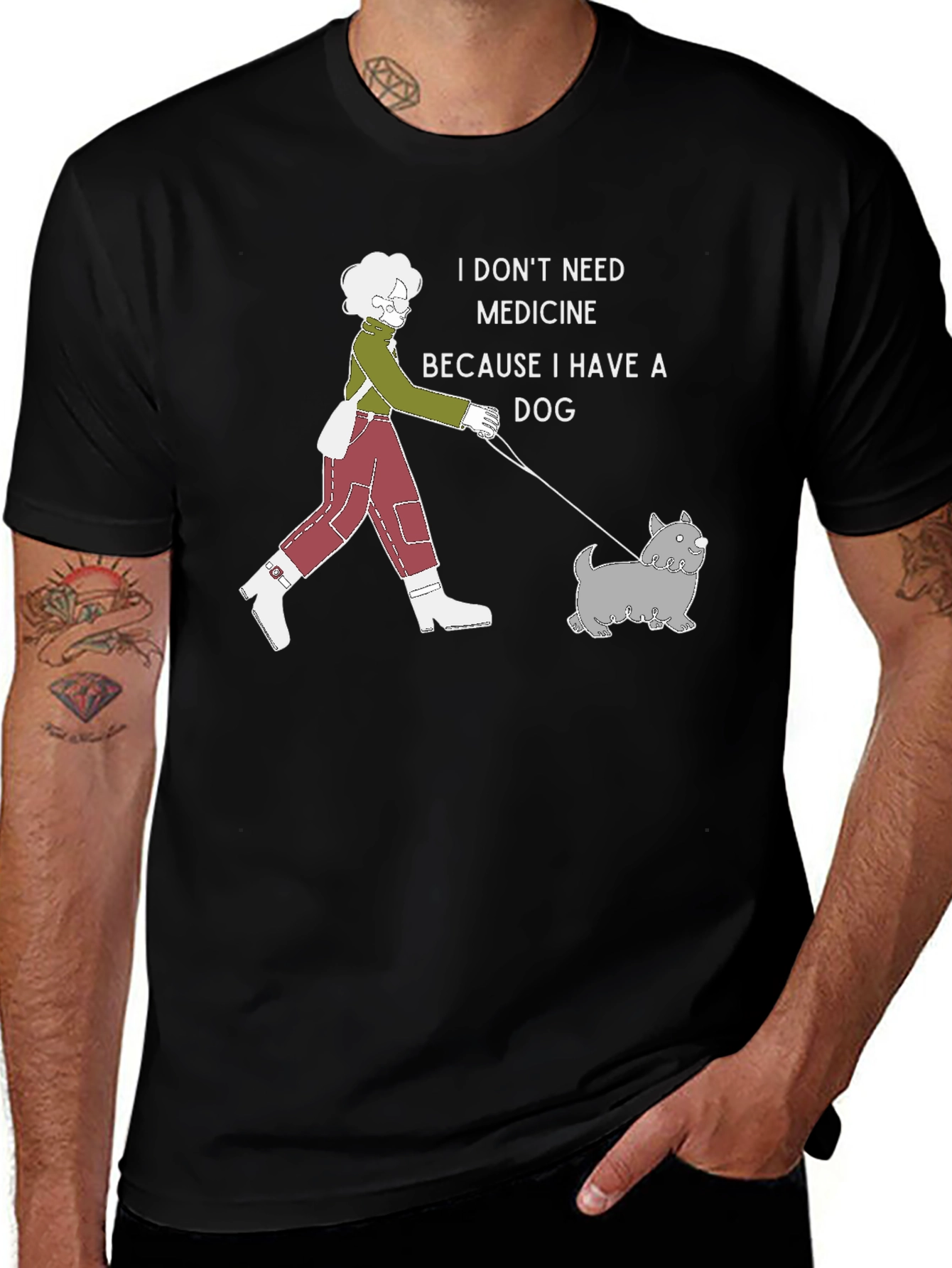 Variant 10 of Dog Lover T-Shirt - I Don't Need Medicine Graphic Tee