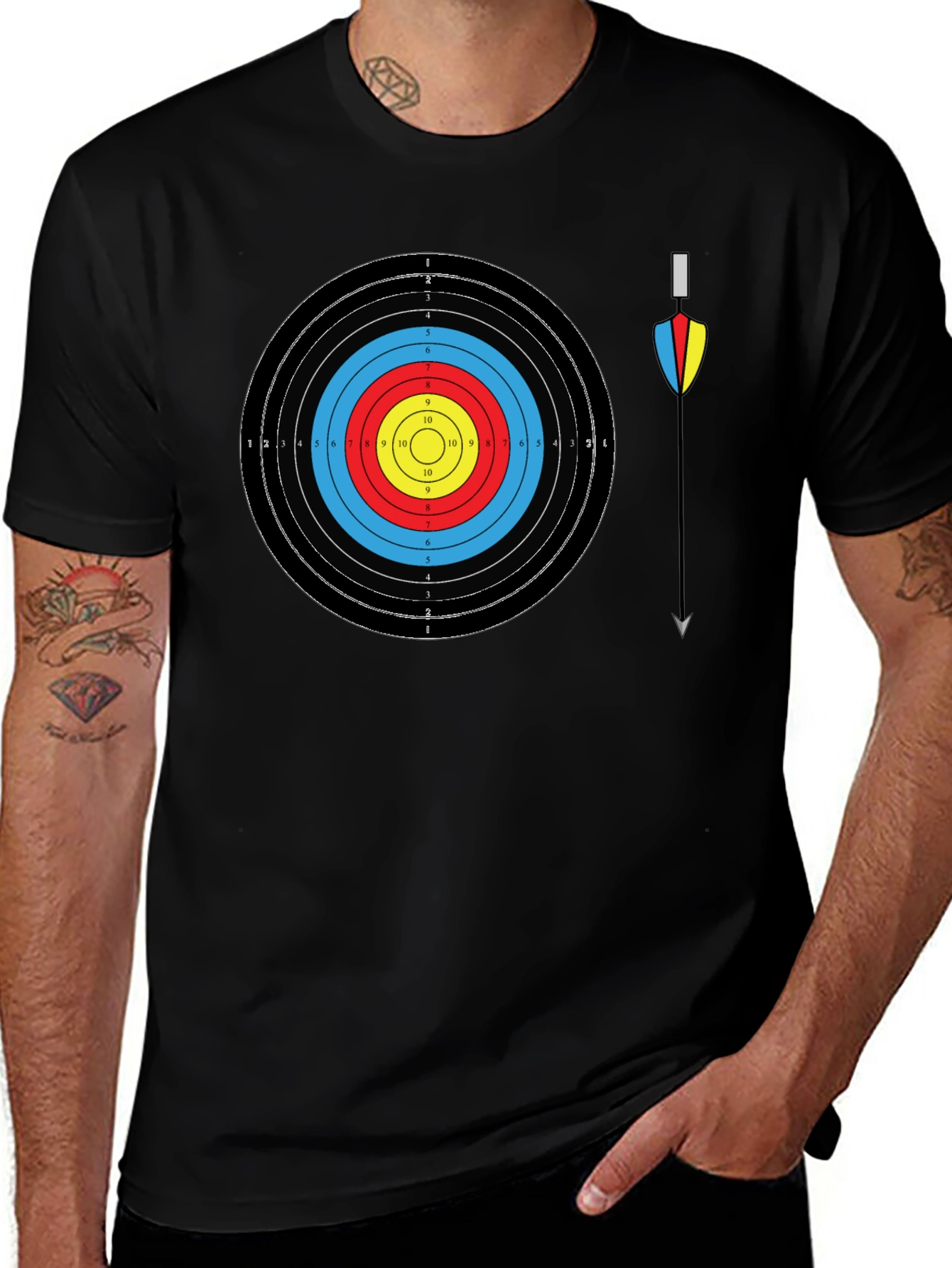Variant 9 of Archery Target T-Shirt - Bullseye Arrow Design