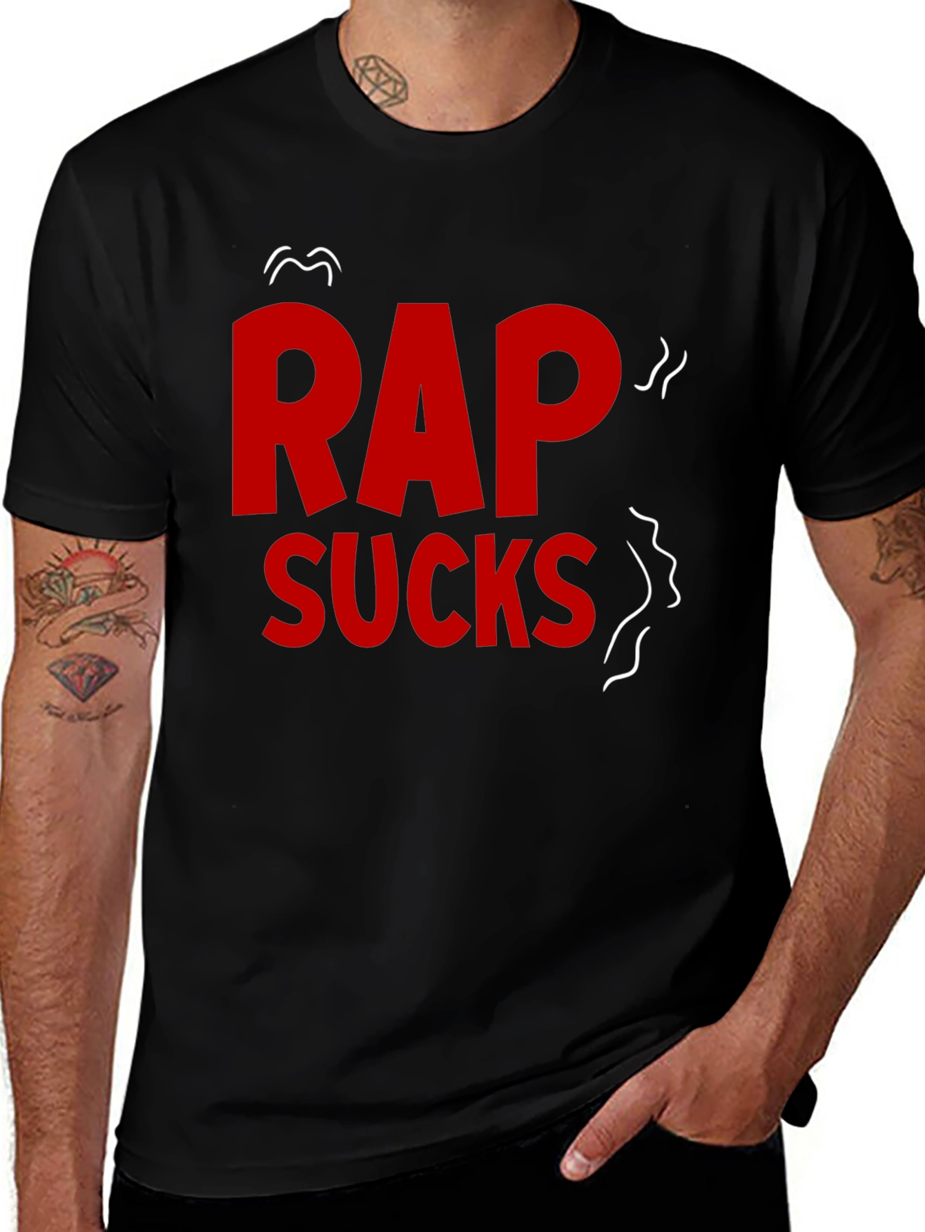 Variant 17 of Rap Sucks Graphic T-Shirt - Black Cotton Tee