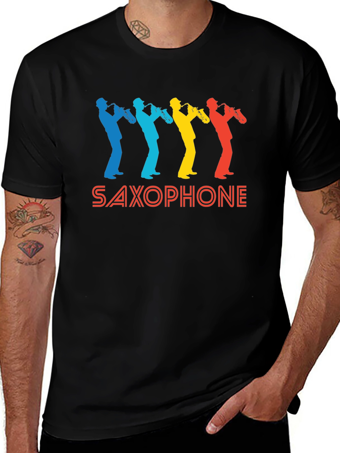 Variant 4 of Retro Saxophone Graphic T-Shirt - Cool Musician Tee