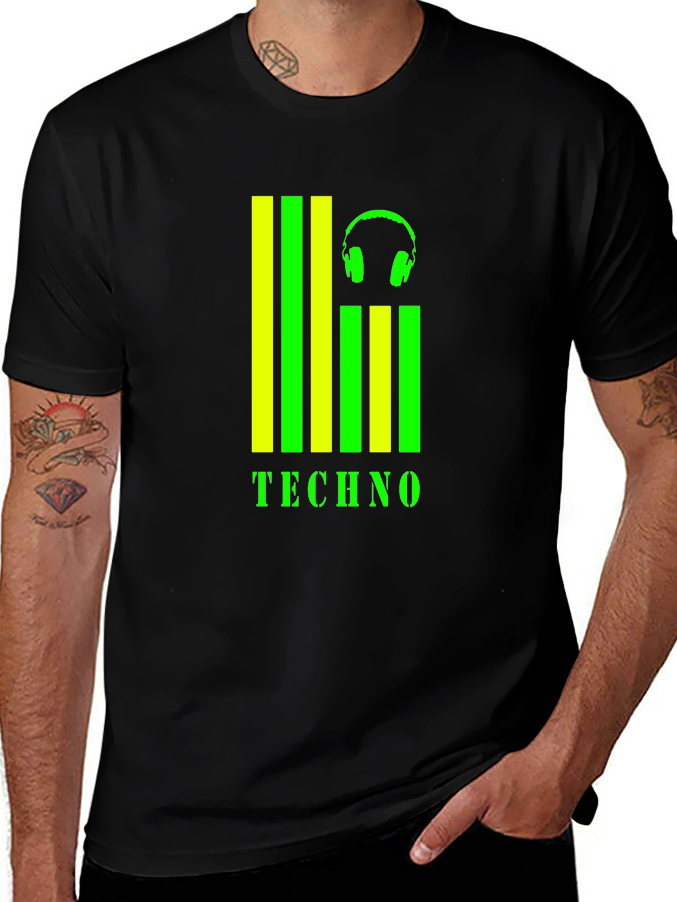 Variant 28 of Techno Music Graphic T-Shirt - Black