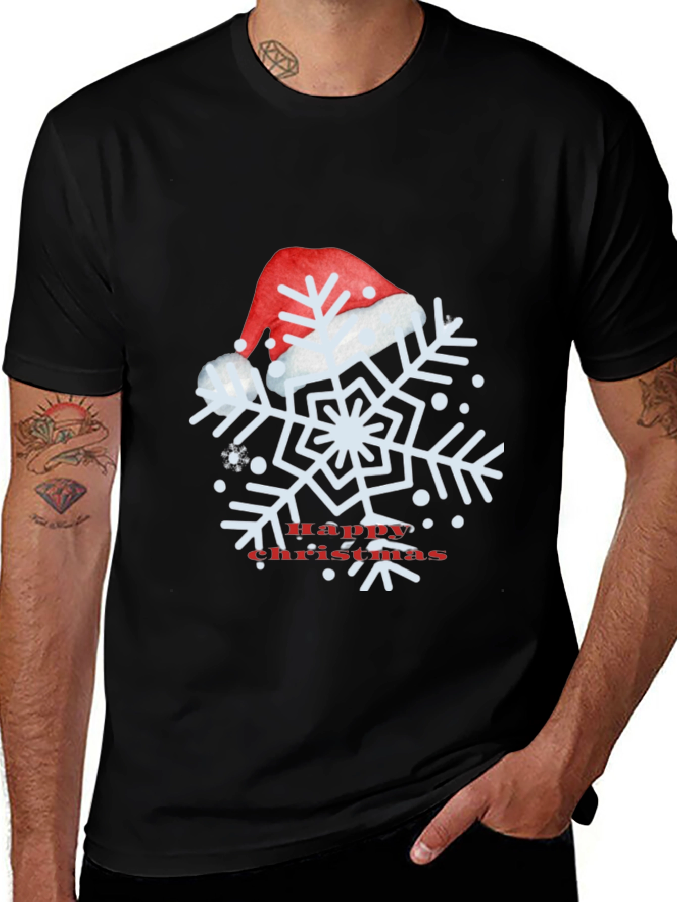 Festive Snowflake Graphic Tee - Happy Christmas!