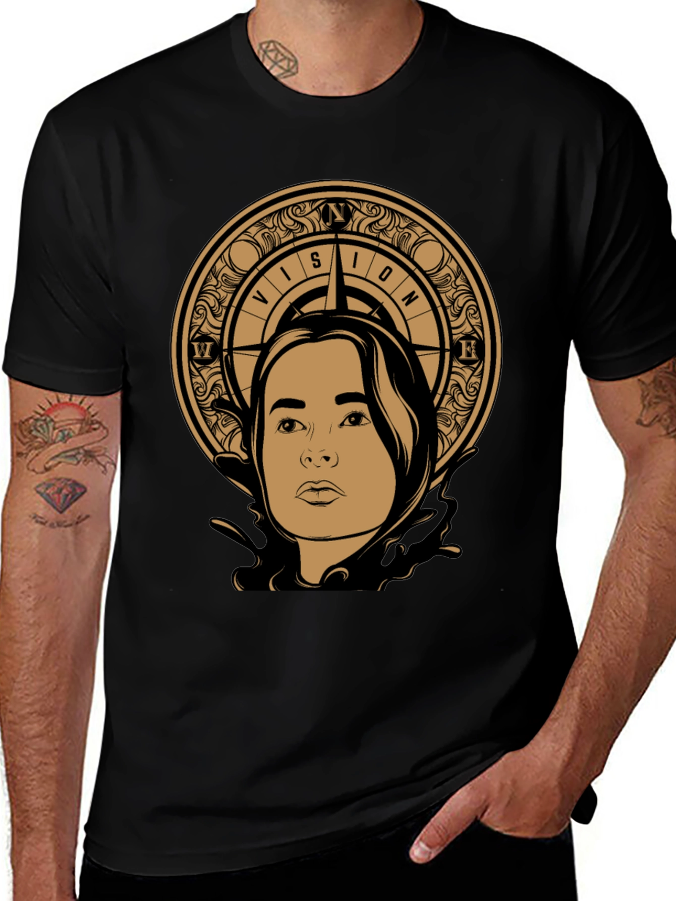 Variant 2 of Vision Compass Graphic Tee - Stylish Unisex Black T-Shirt