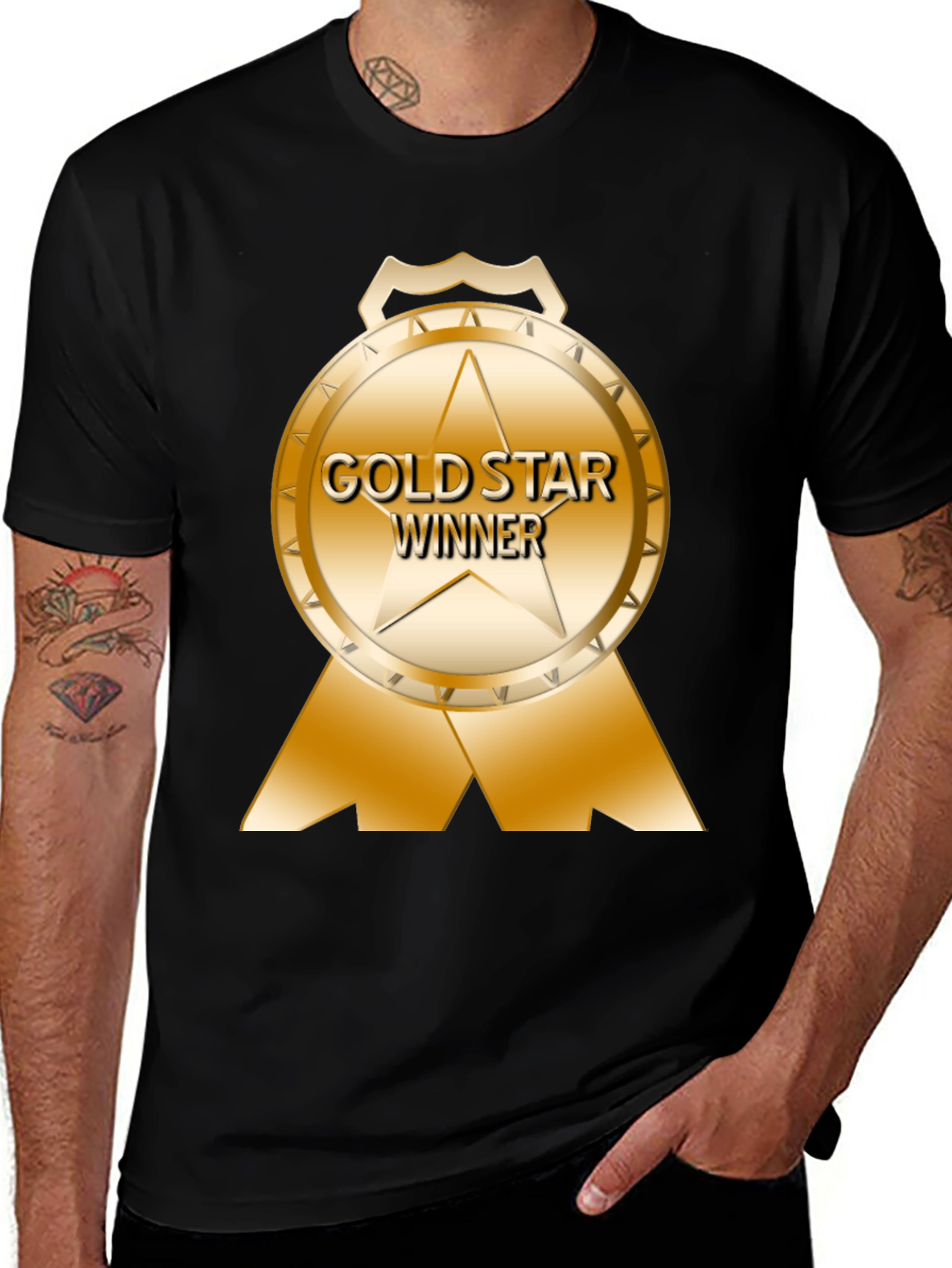 Variant 9 of Gold Star Winner Black T-Shirt