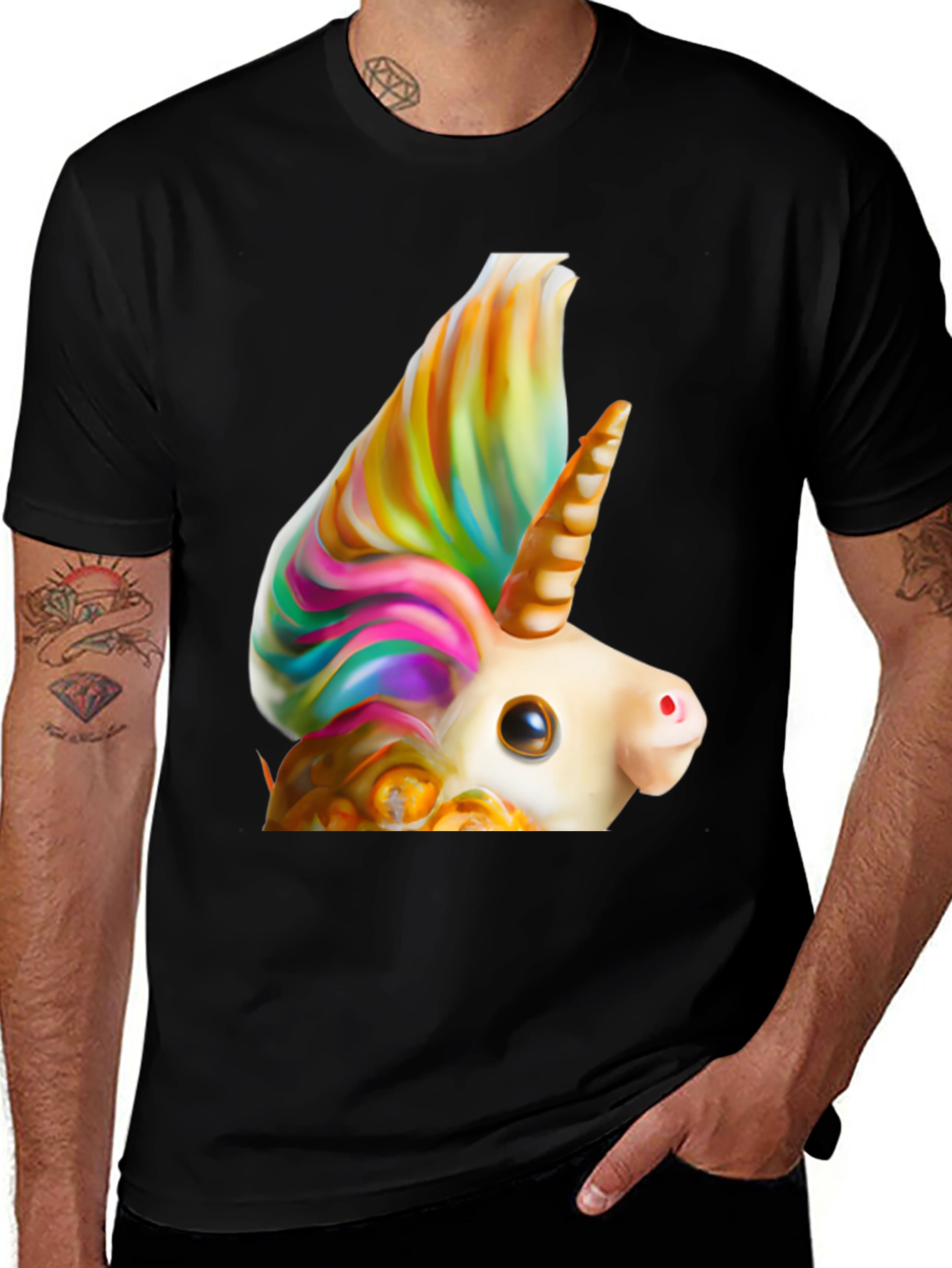 Variant 3 of Unicorn Graphic T-Shirt - Black Cotton Tee