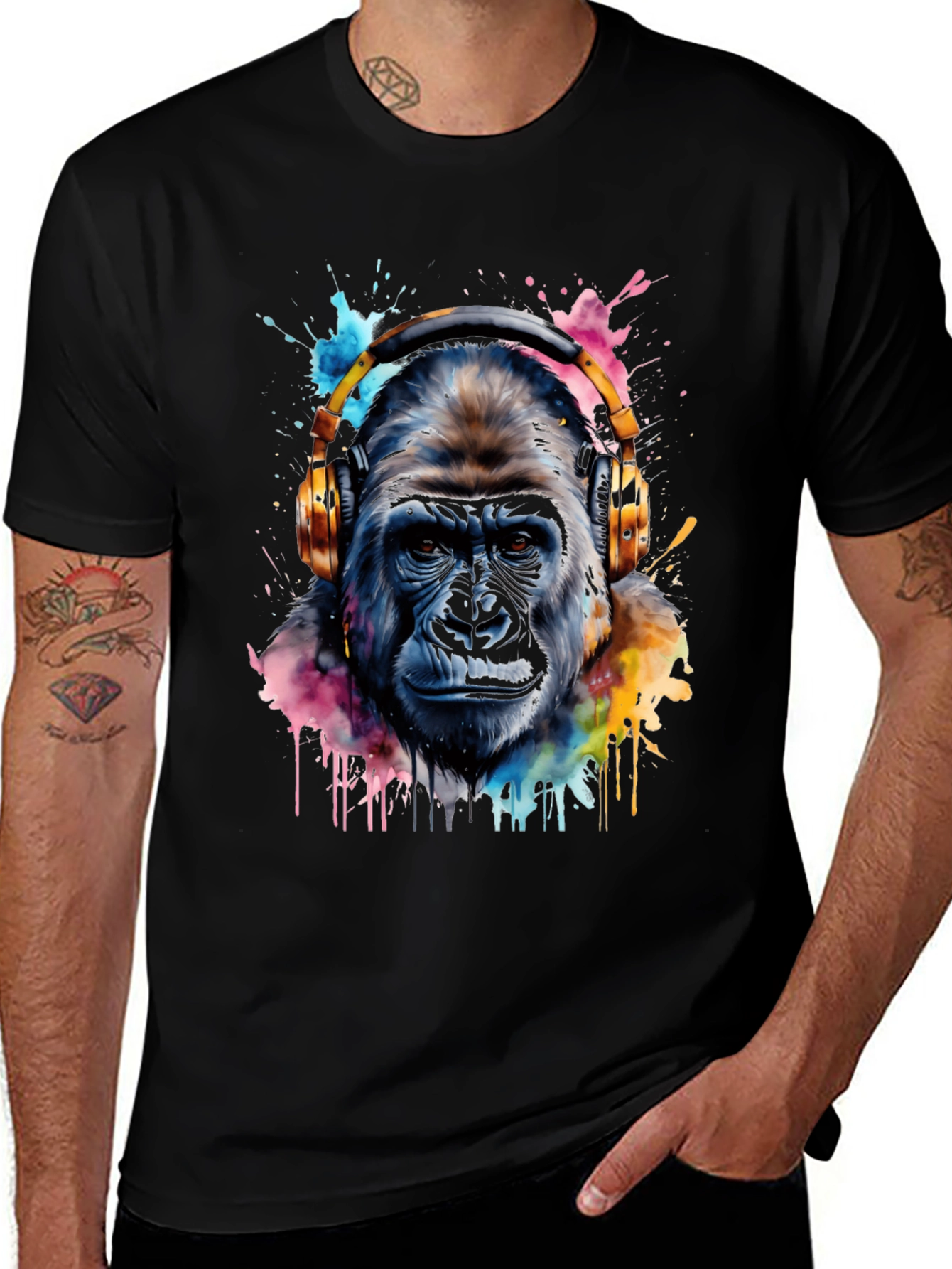 Variant 5 of Gorilla DJ Tee - Watercolor Ape T-Shirt