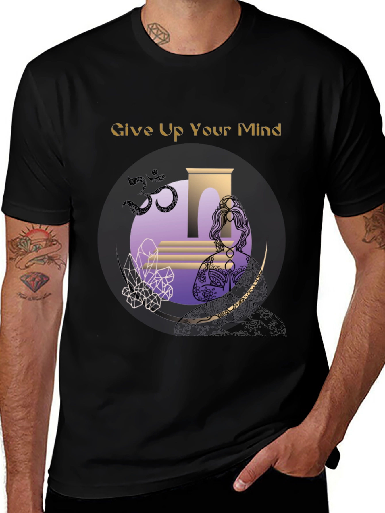 Variant 9 of Give Up Your Mind T-Shirt Yoga Meditation Design