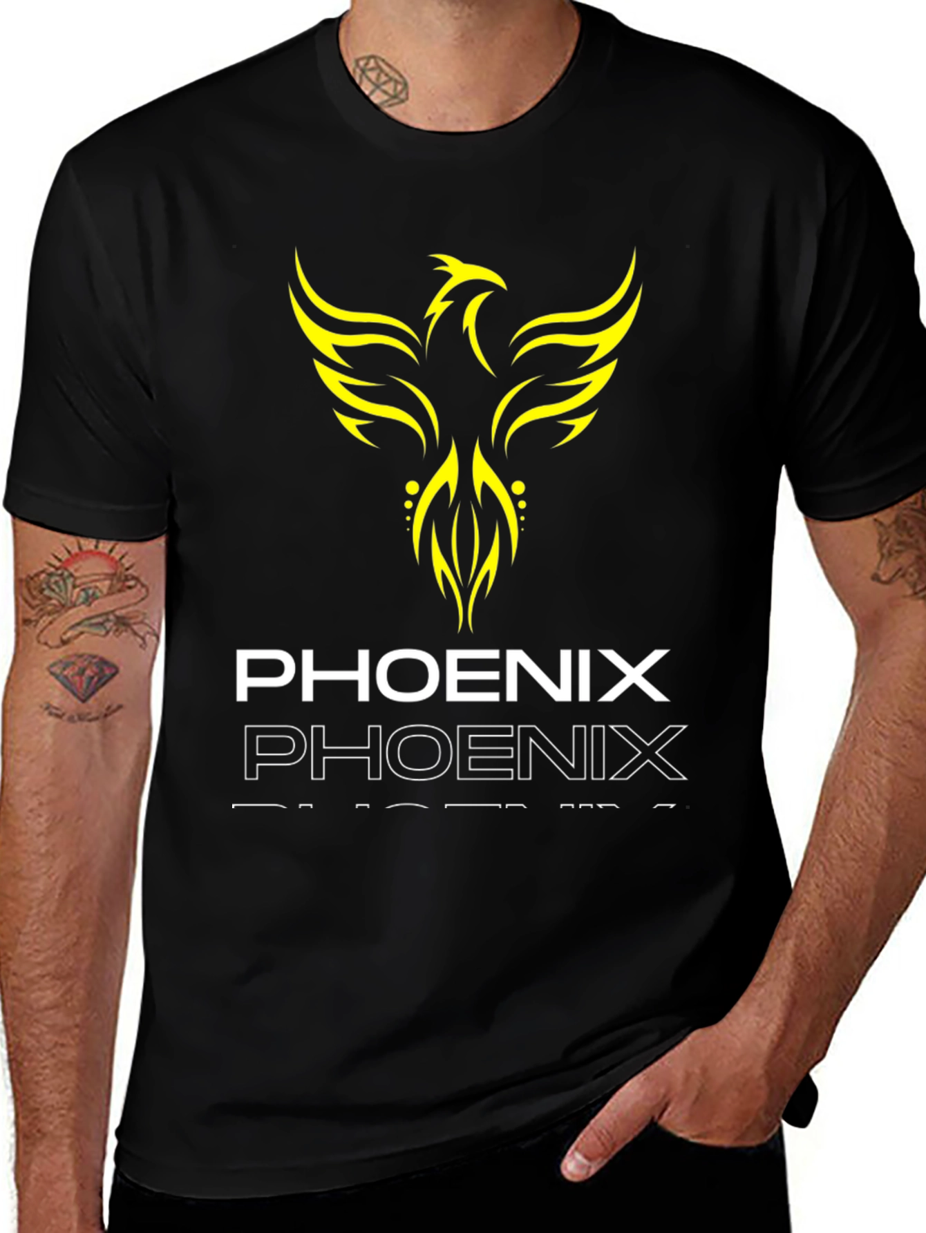 Variant 14 of Phoenix Graphic Print Black T-Shirt