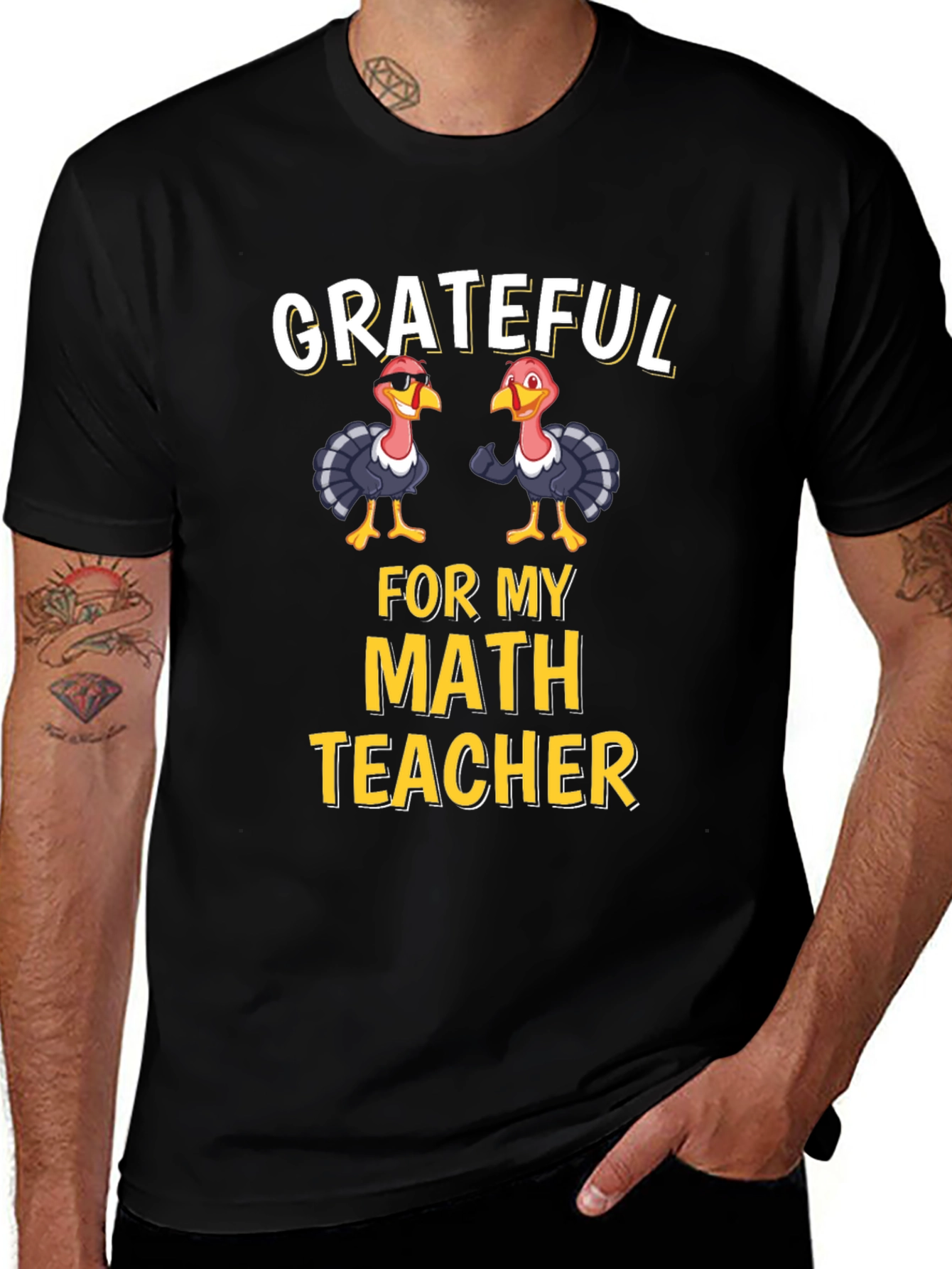 Grateful for My Math Teacher Thanksgiving Turkey T-Shirt