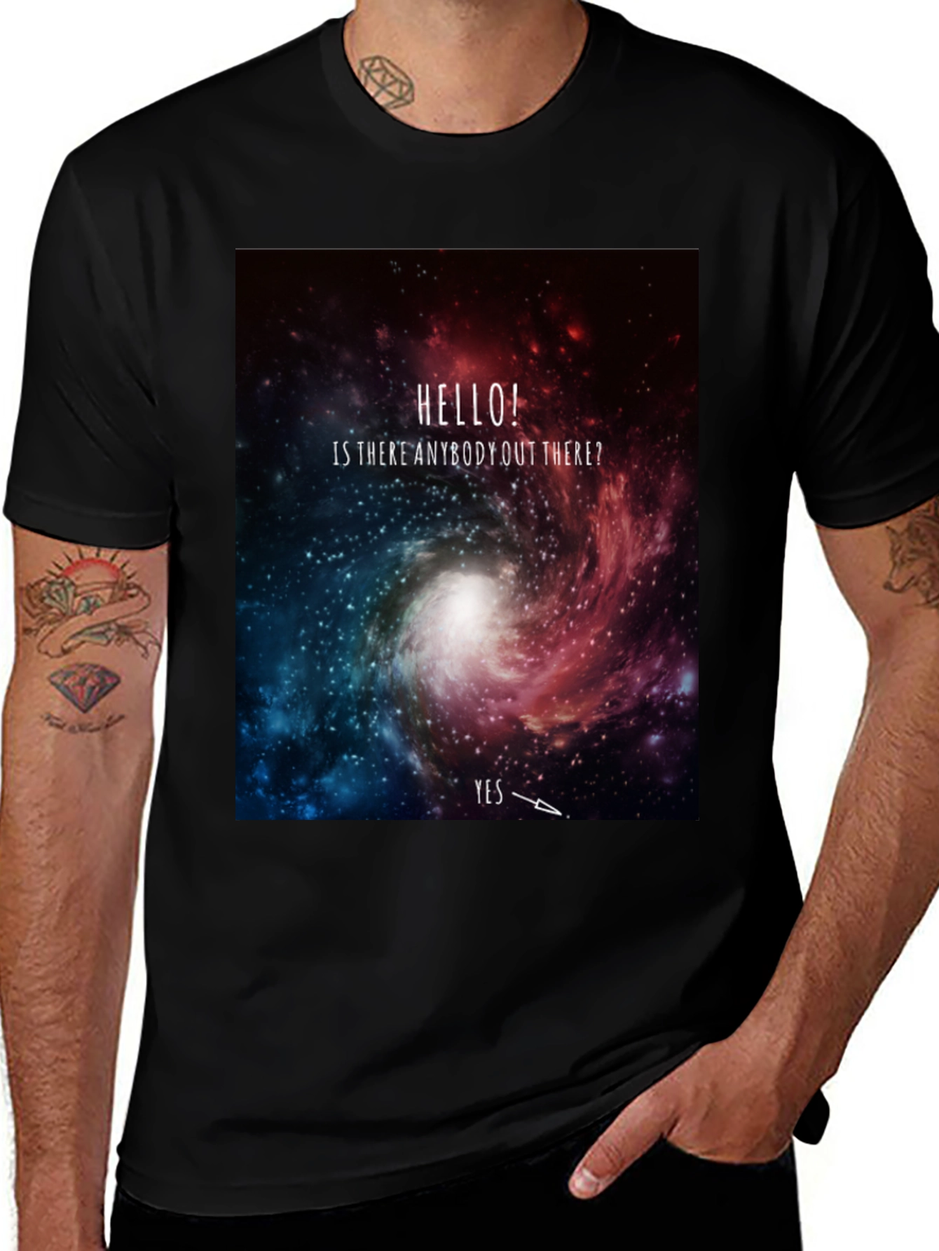Cosmic Hello T-Shirt - Galaxy Design
