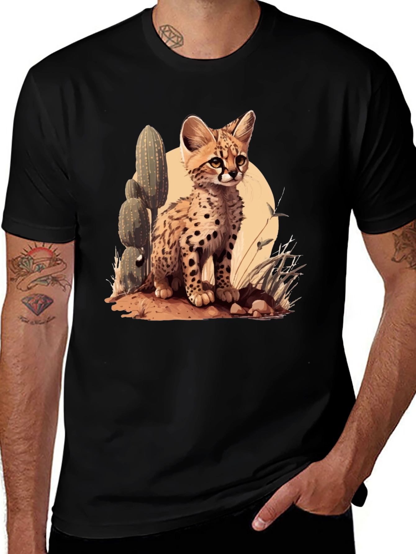 Variant 21 of Serval Cat T-Shirt - Desert Feline Graphic Tee