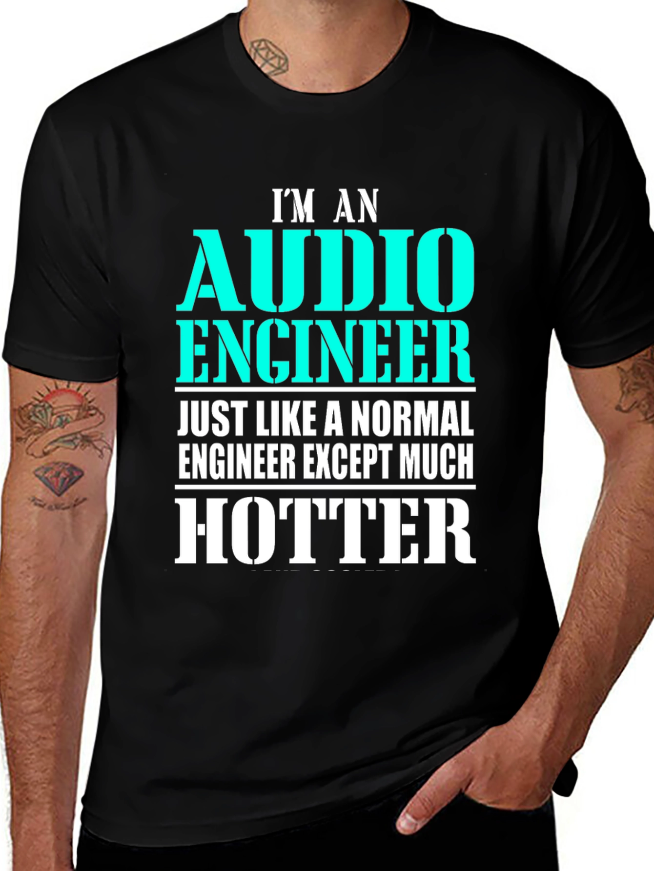 Variant 23 of Audio Engineer Hotter Black T-Shirt Funny Gift
