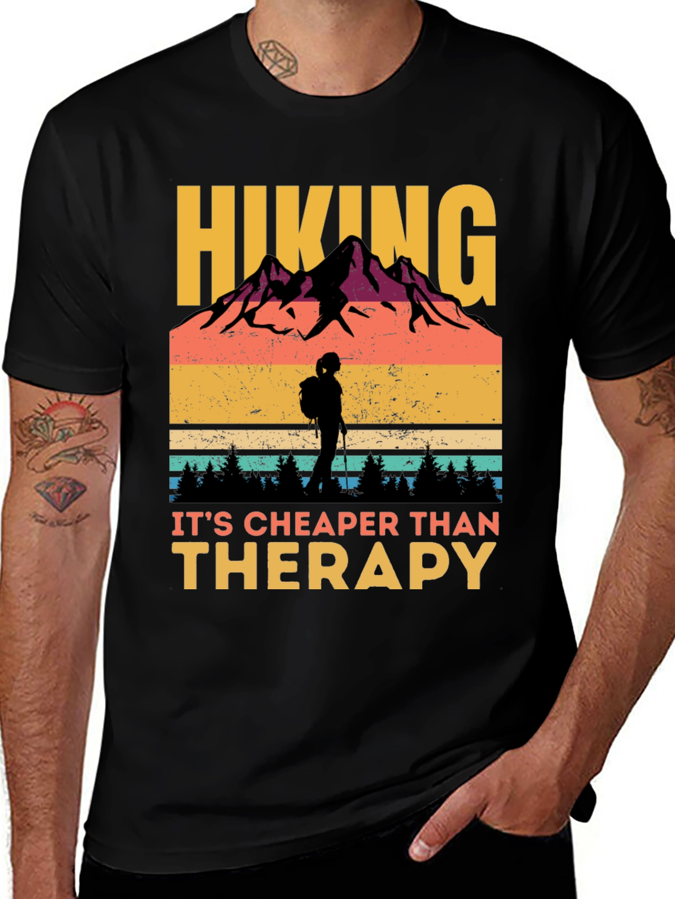 Variant 19 of Hiking Cheaper Than Therapy Graphic Tee