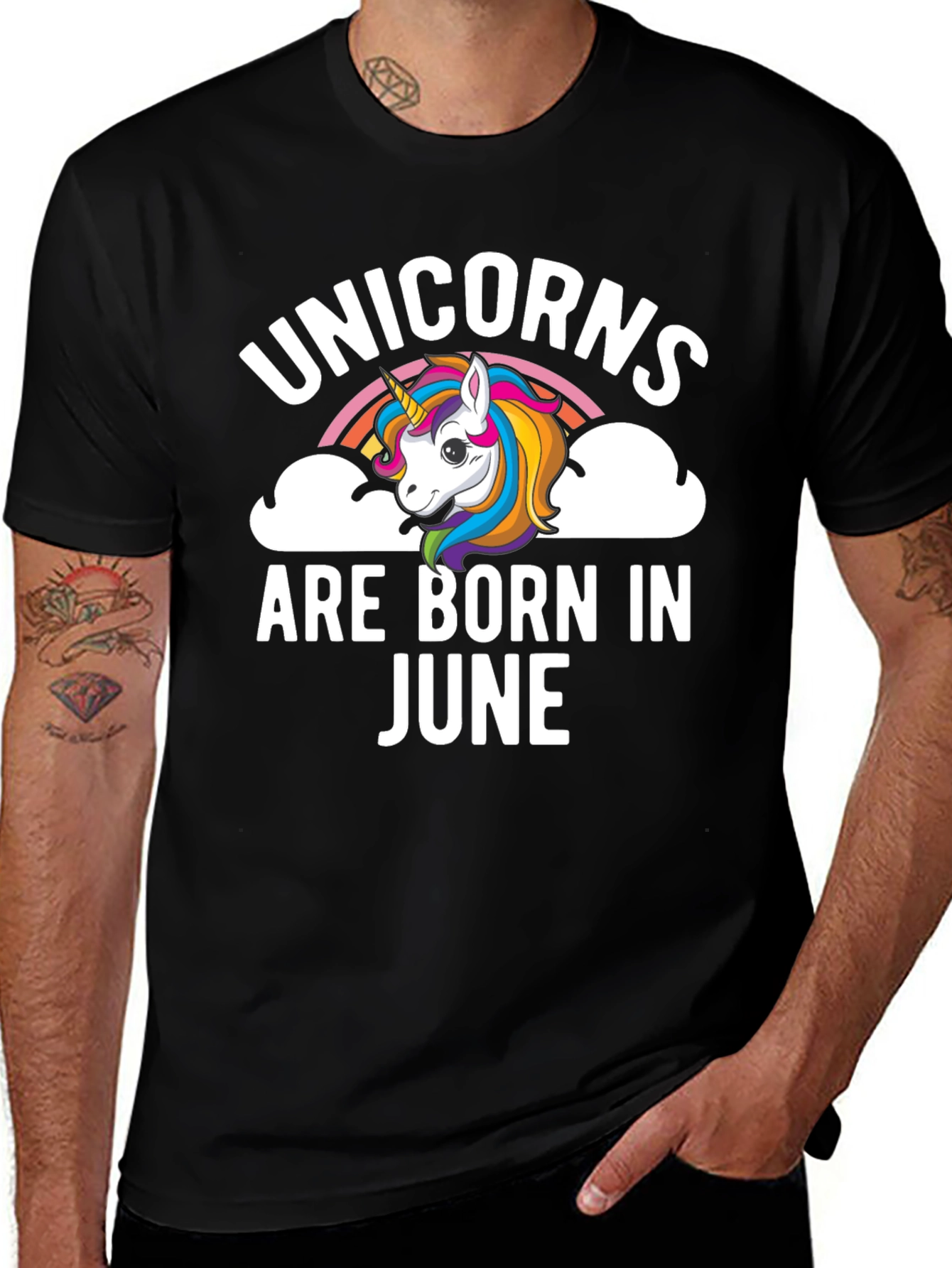 Variant 6 of Unicorns Born In June Black T-Shirt